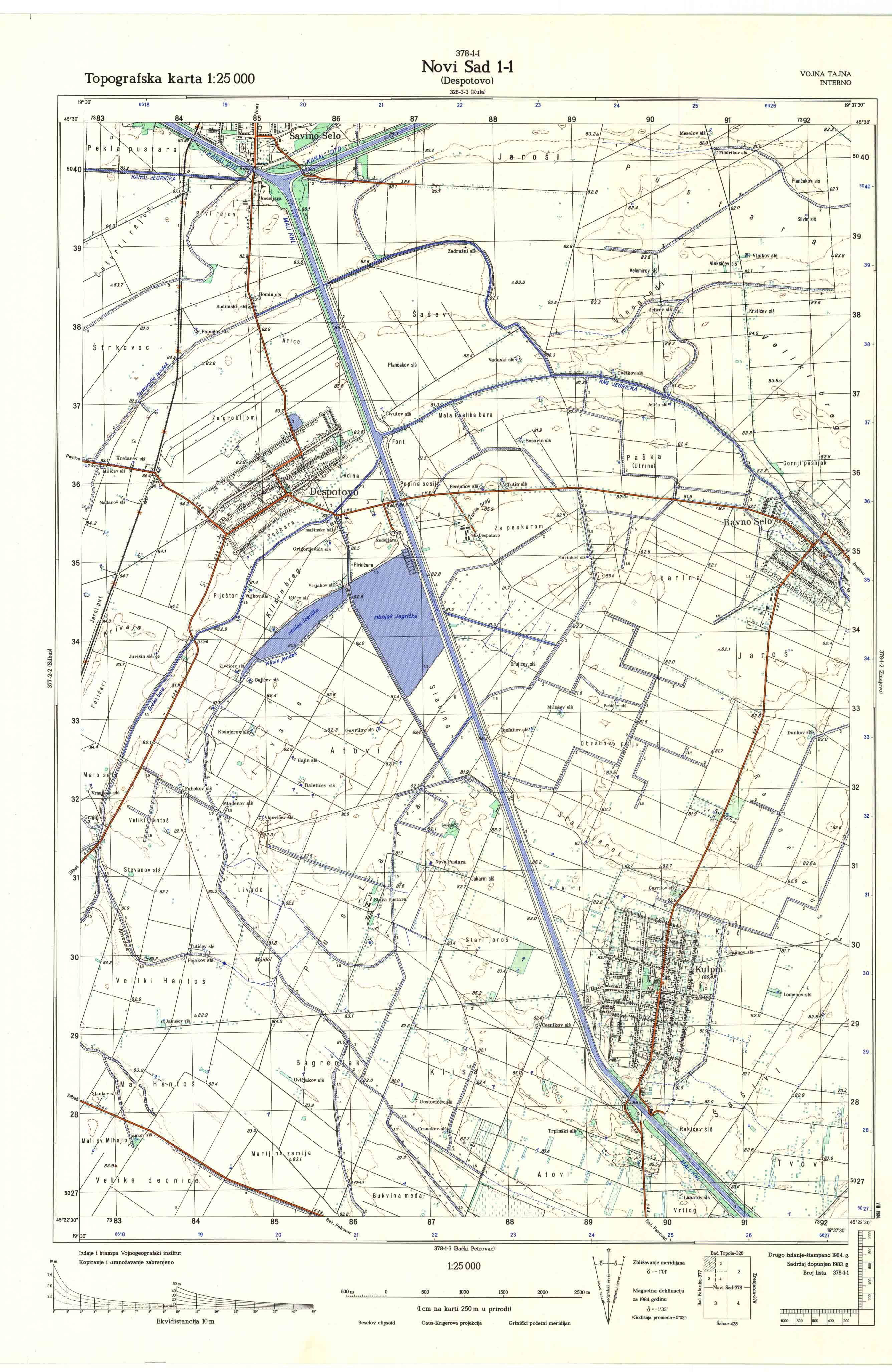  topografska karta srbije 25000 JNA  Novi Sad