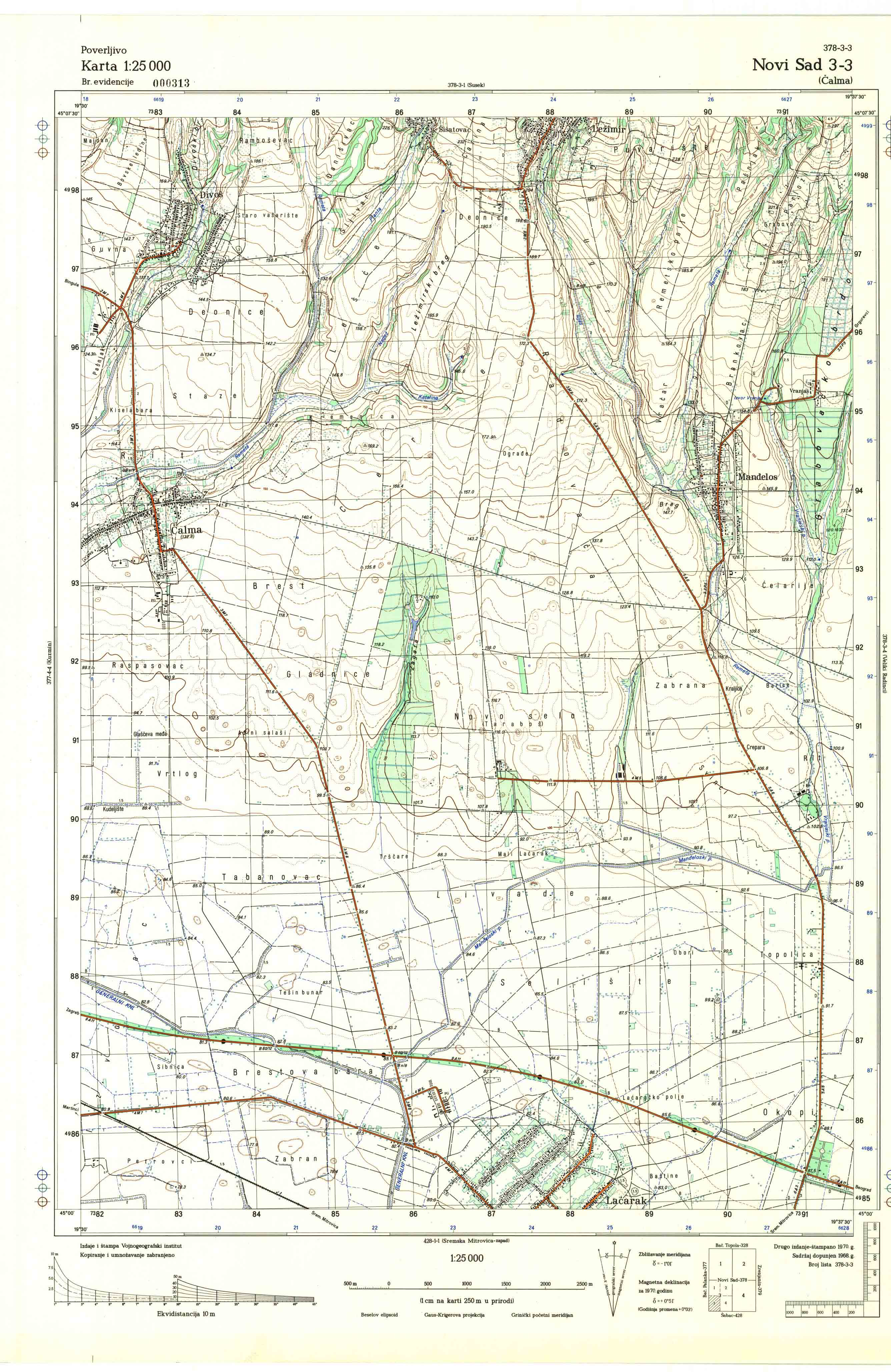  topografska karta srbije 25000 JNA  Novi Sad