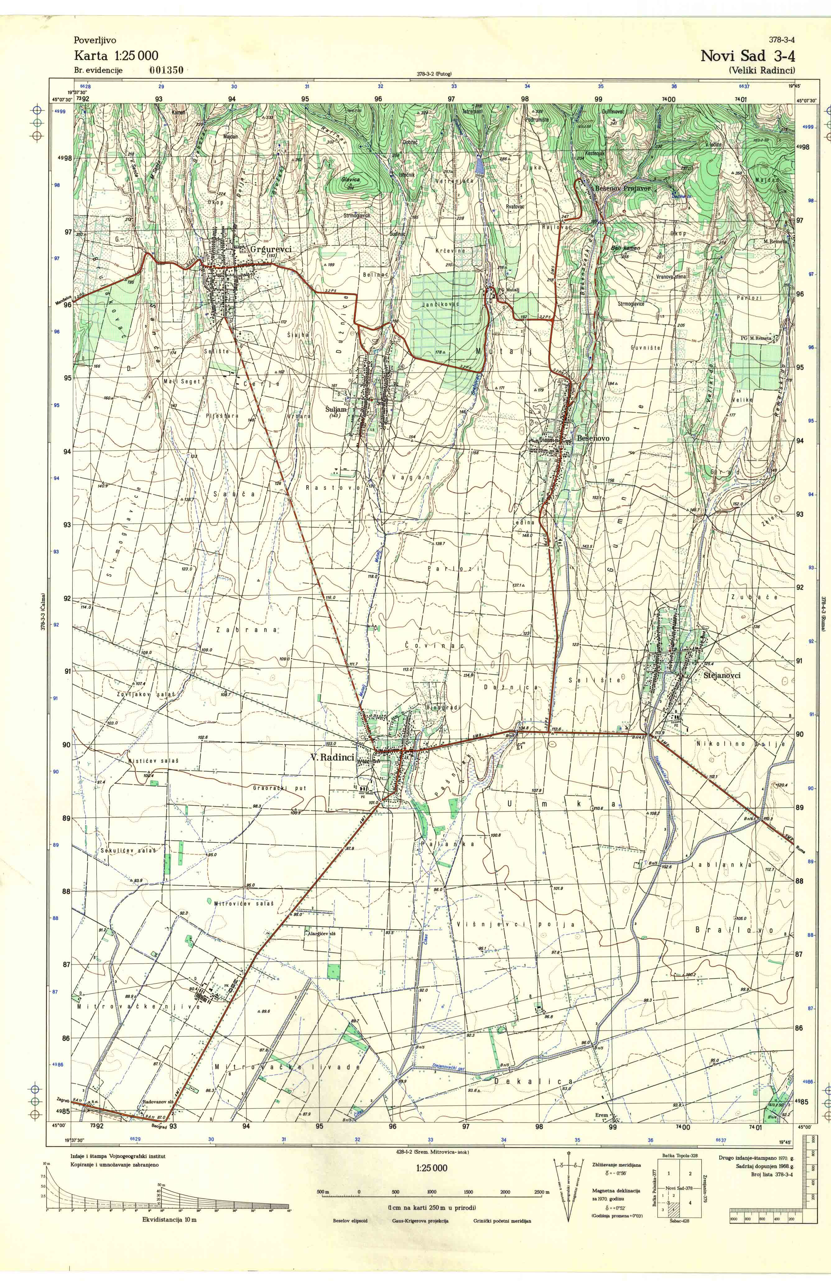  topografska karta srbije 25000 JNA  Novi Sad