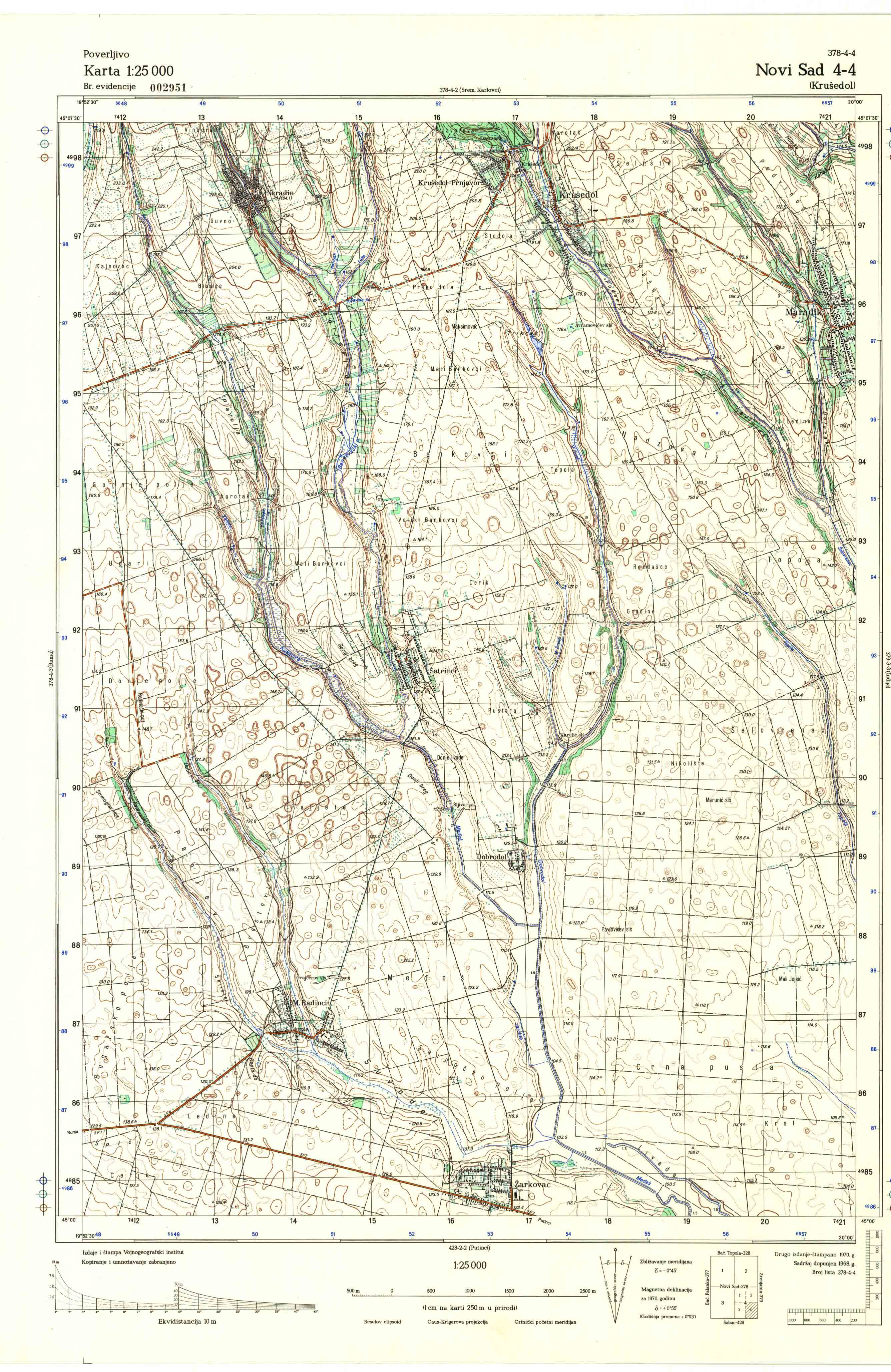  topografska karta srbije 25000 JNA  Novi Sad