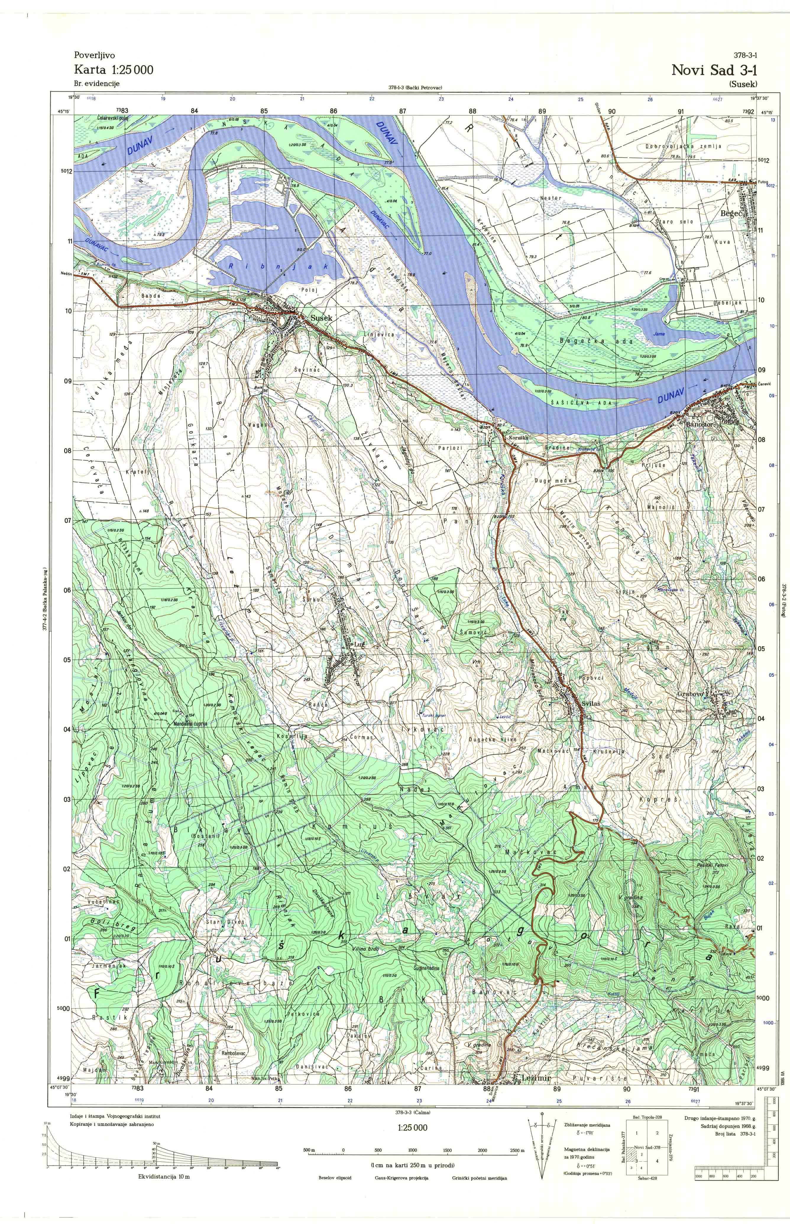  topografska karta srbije 25000 JNA  Novi Sad