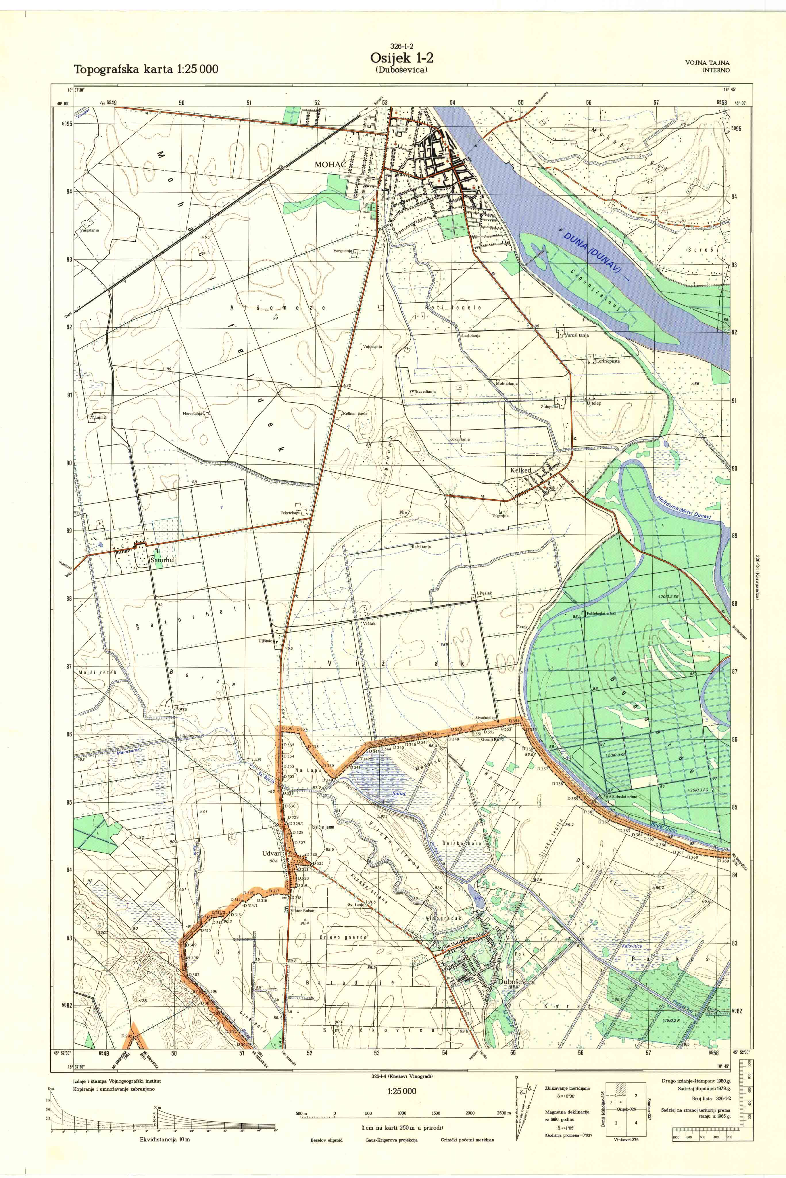  topografska karta osijek JNA