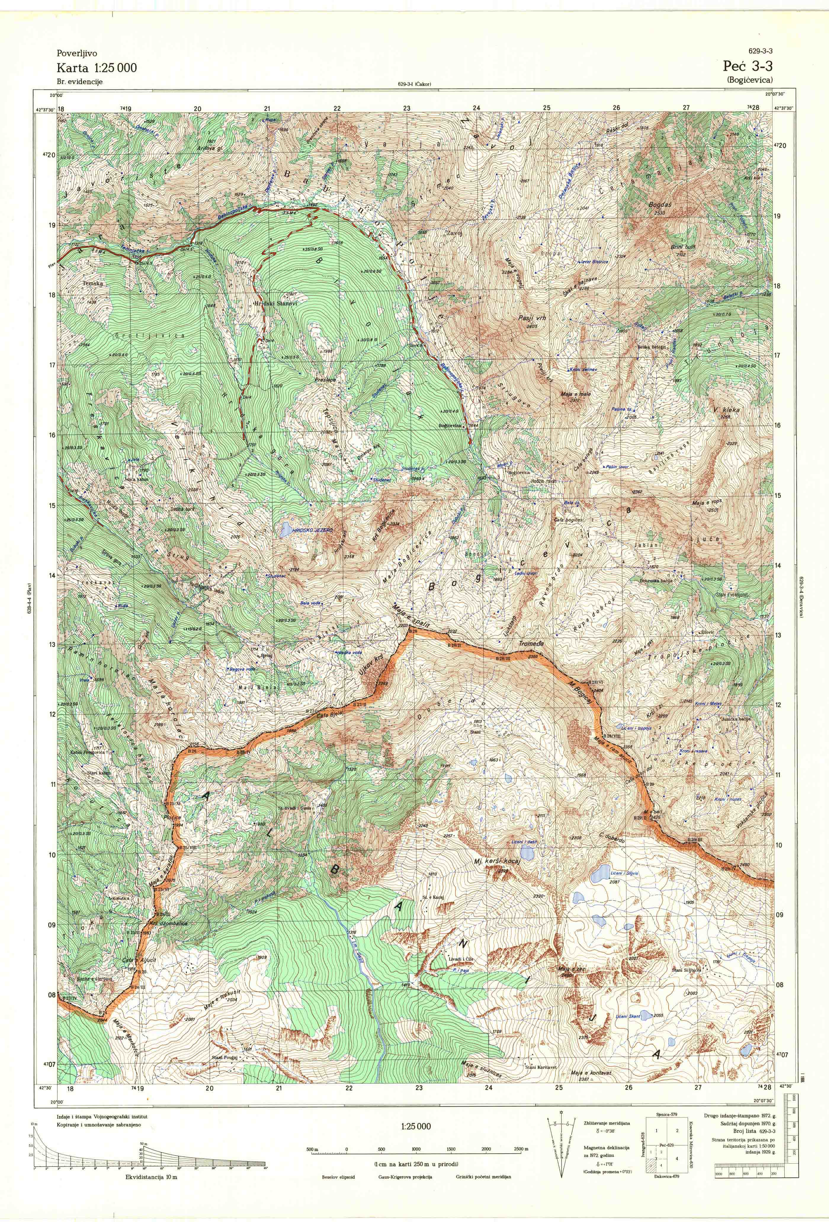  topografska karta Kosovo 25000 JNA  Peć