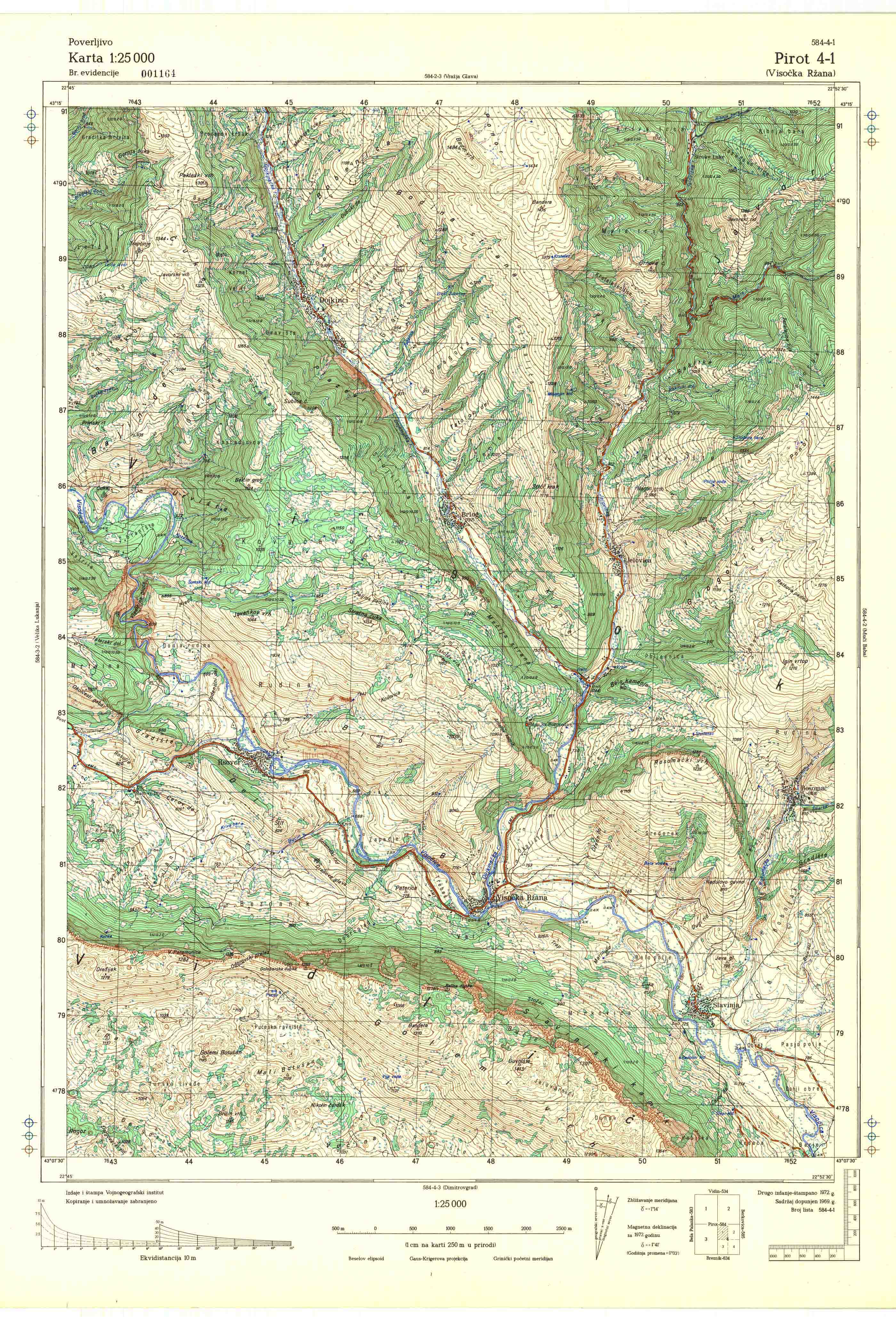  topografska karta srbije 25000 JNA  Pirot