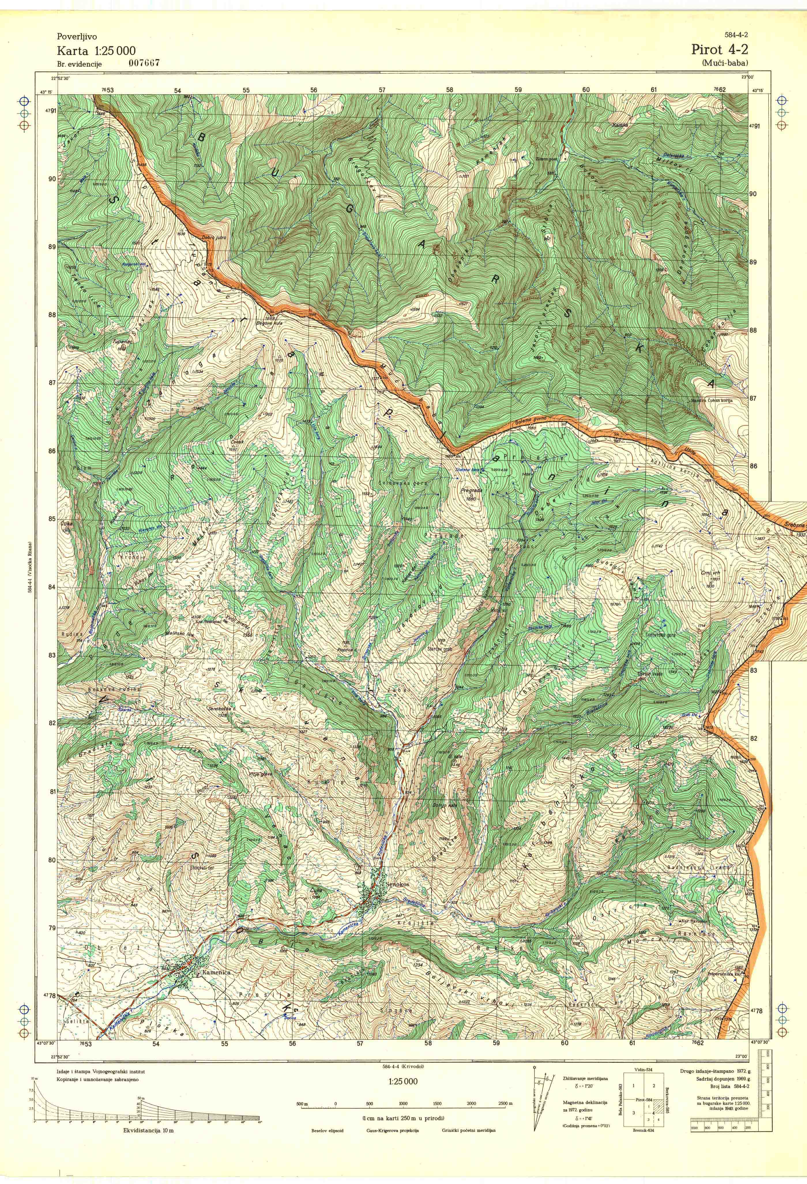  topografska karta srbije 25000 JNA  Pirot
