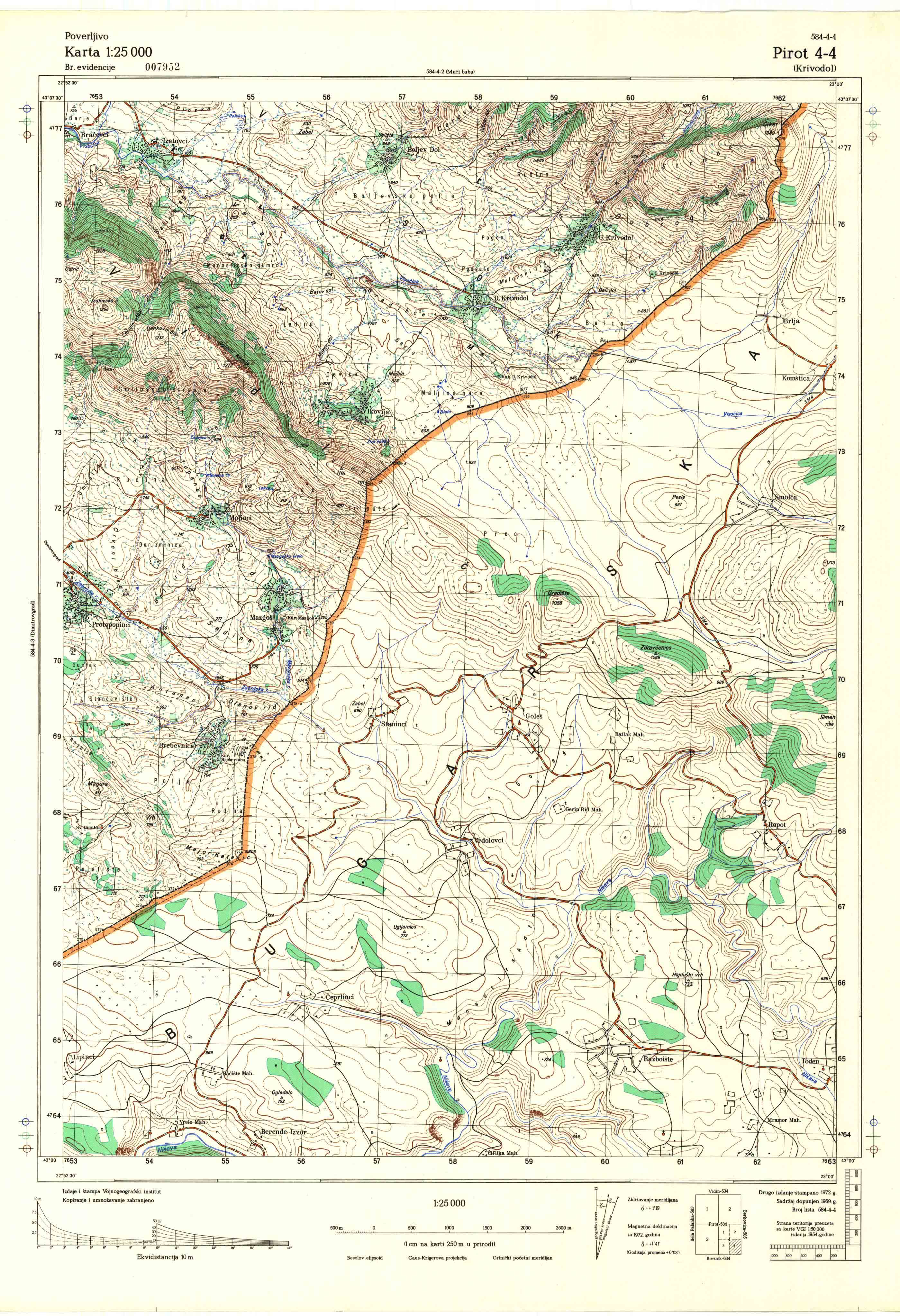  topografska karta srbije 25000 JNA  Pirot