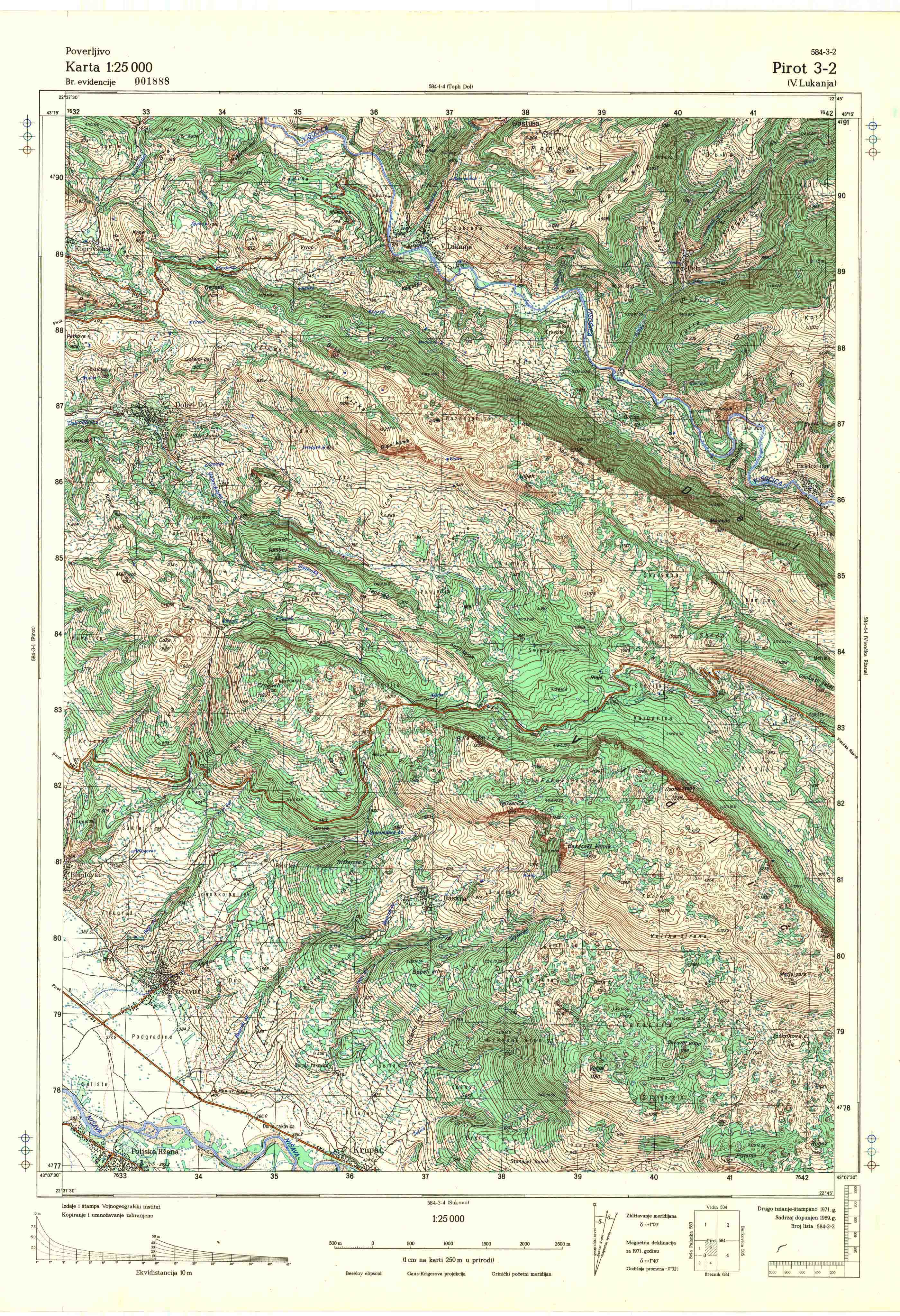  topografska karta srbije 25000 JNA  Pirot