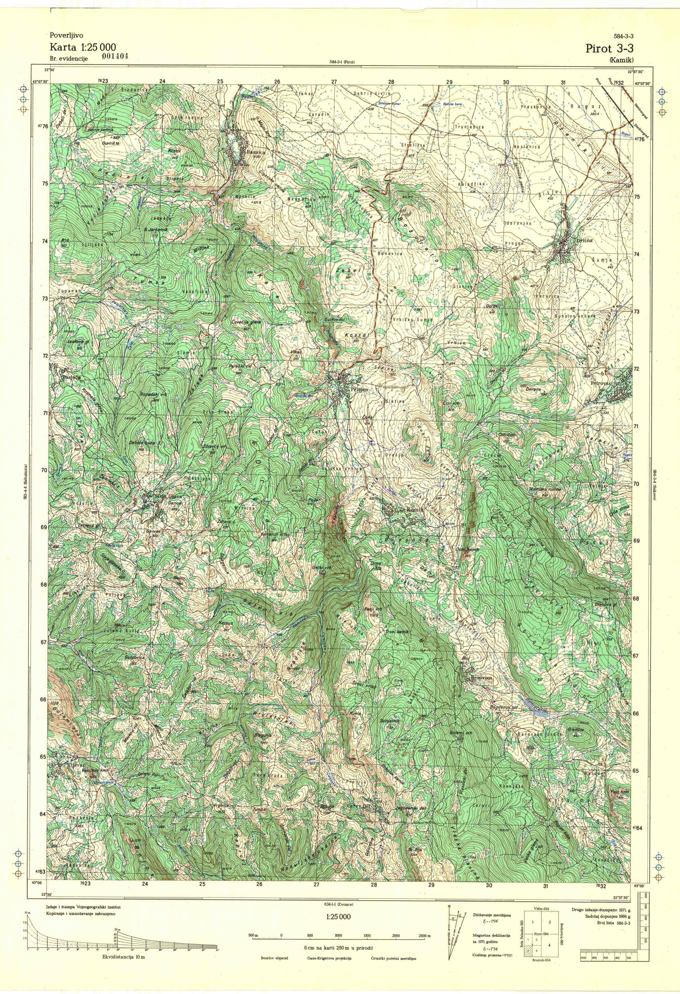  topografska karta srbije 25000 JNA  Pirot