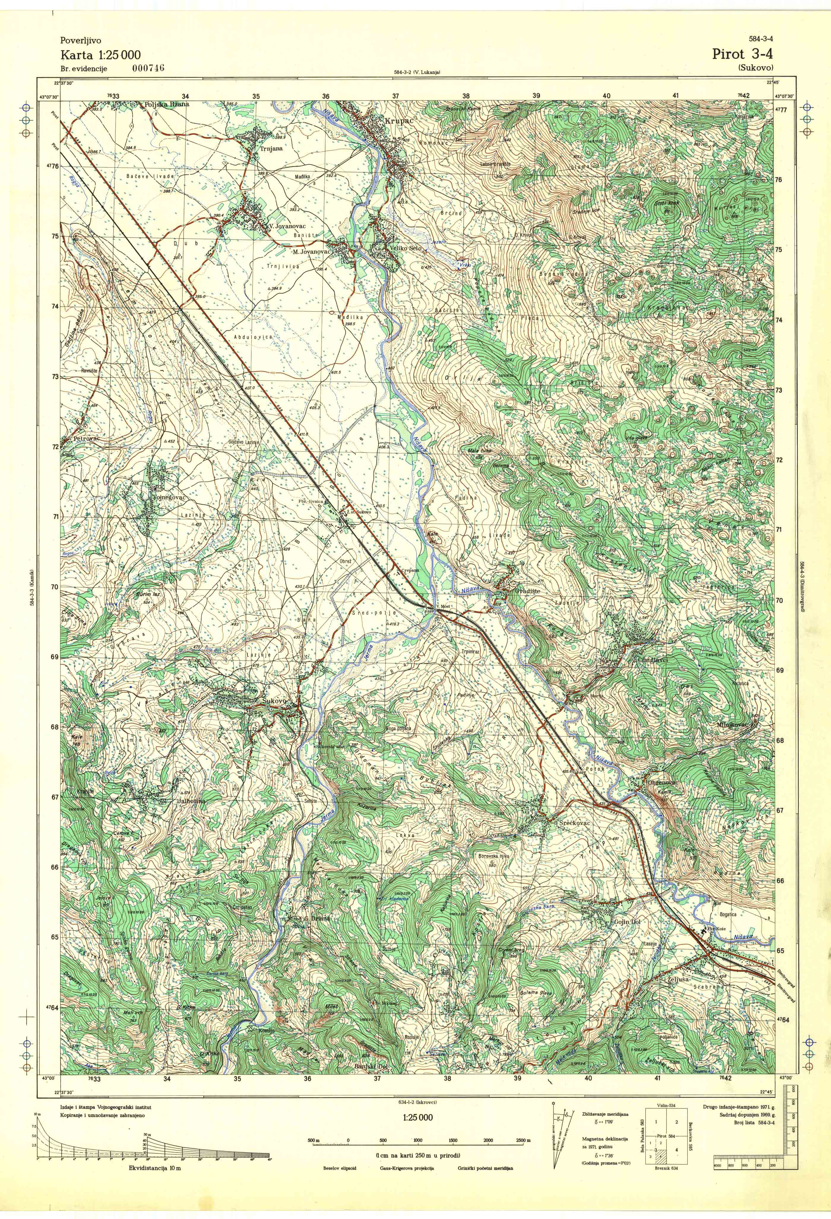  topografska karta srbije 25000 JNA  Pirot