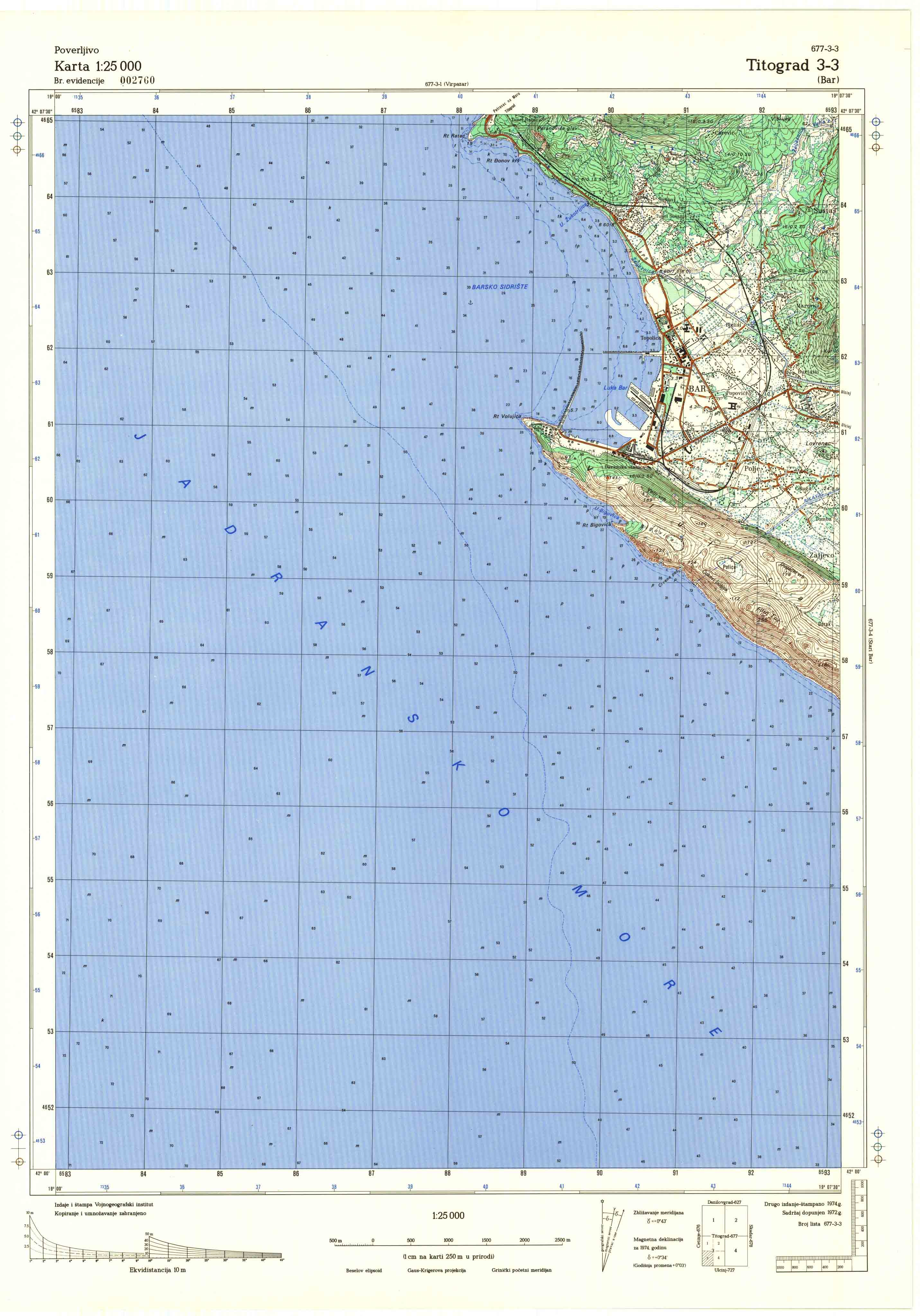  topografska karta crne gore 25000 JNA  Ivangrad