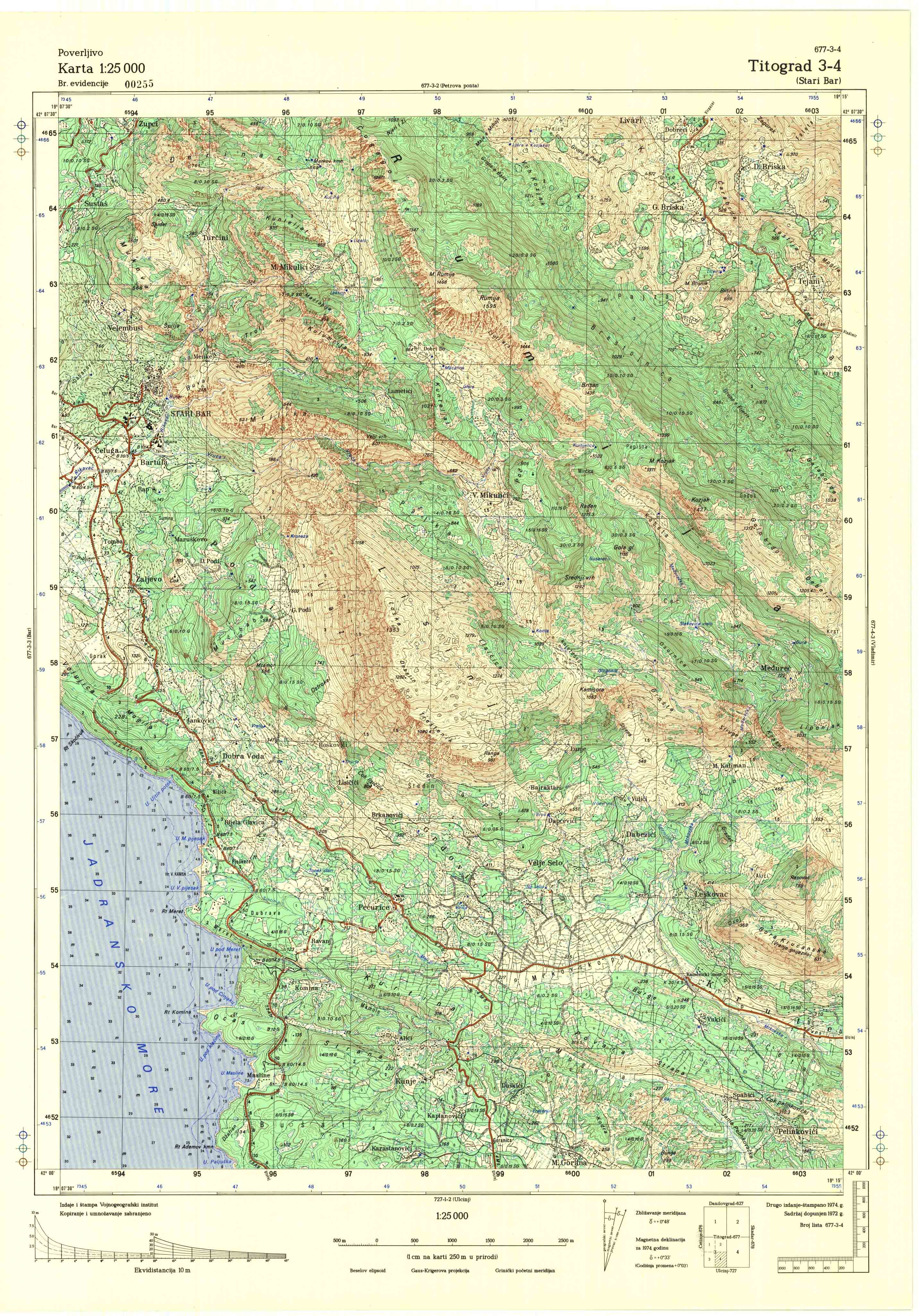  topografska karta crne gore 25000 JNA  Ivangrad