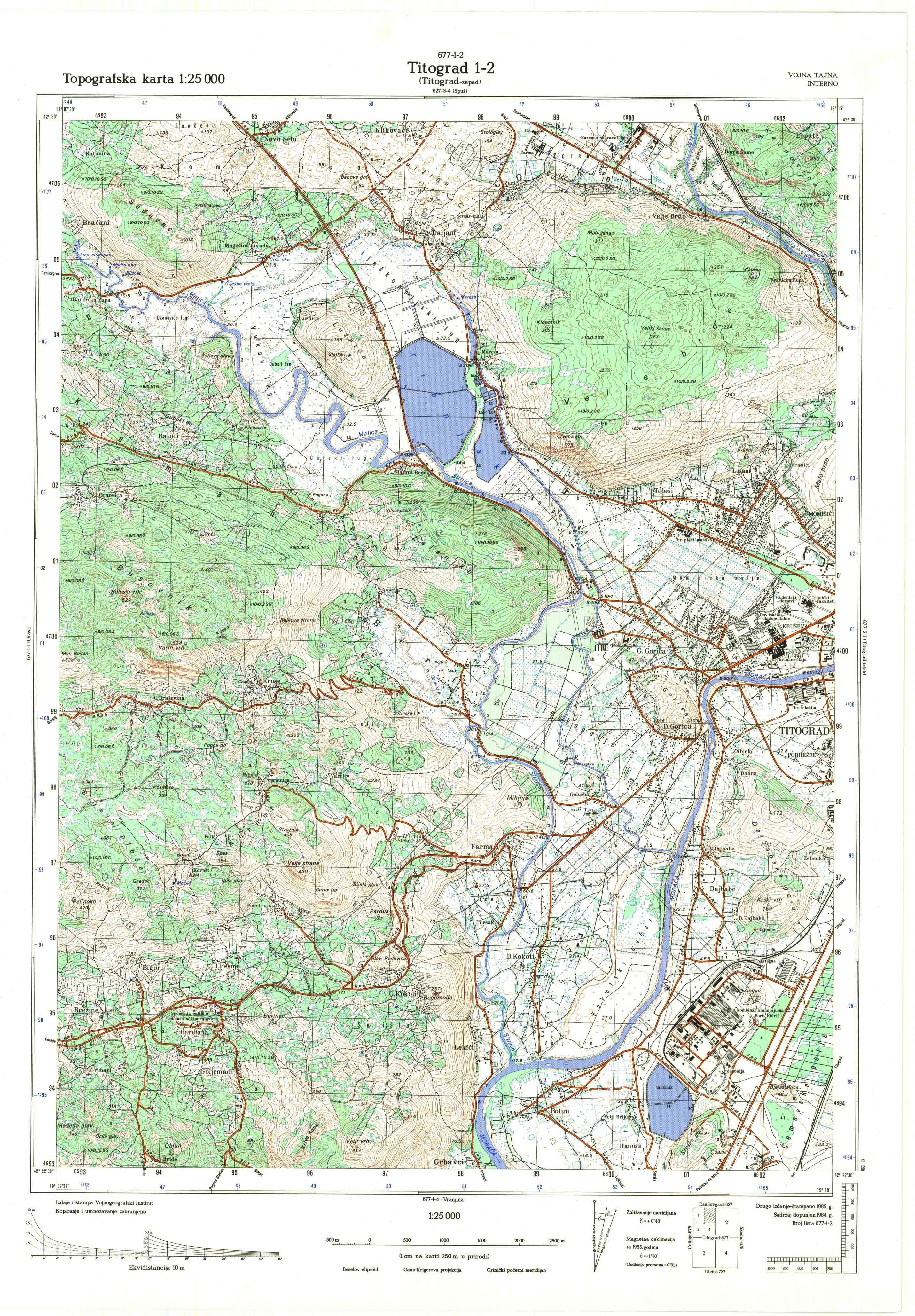  topografska karta crne gore 25000 JNA  Ivangrad