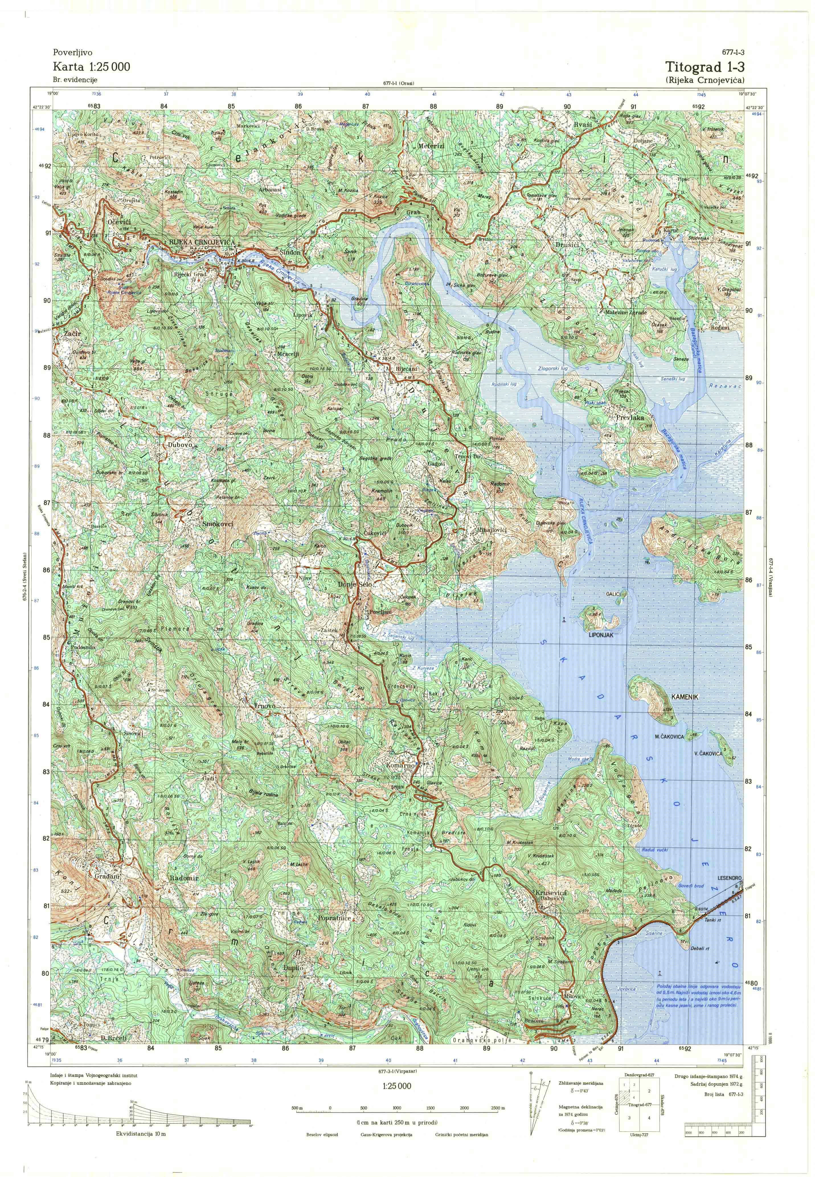  topografska karta crne gore 25000 JNA  Ivangrad