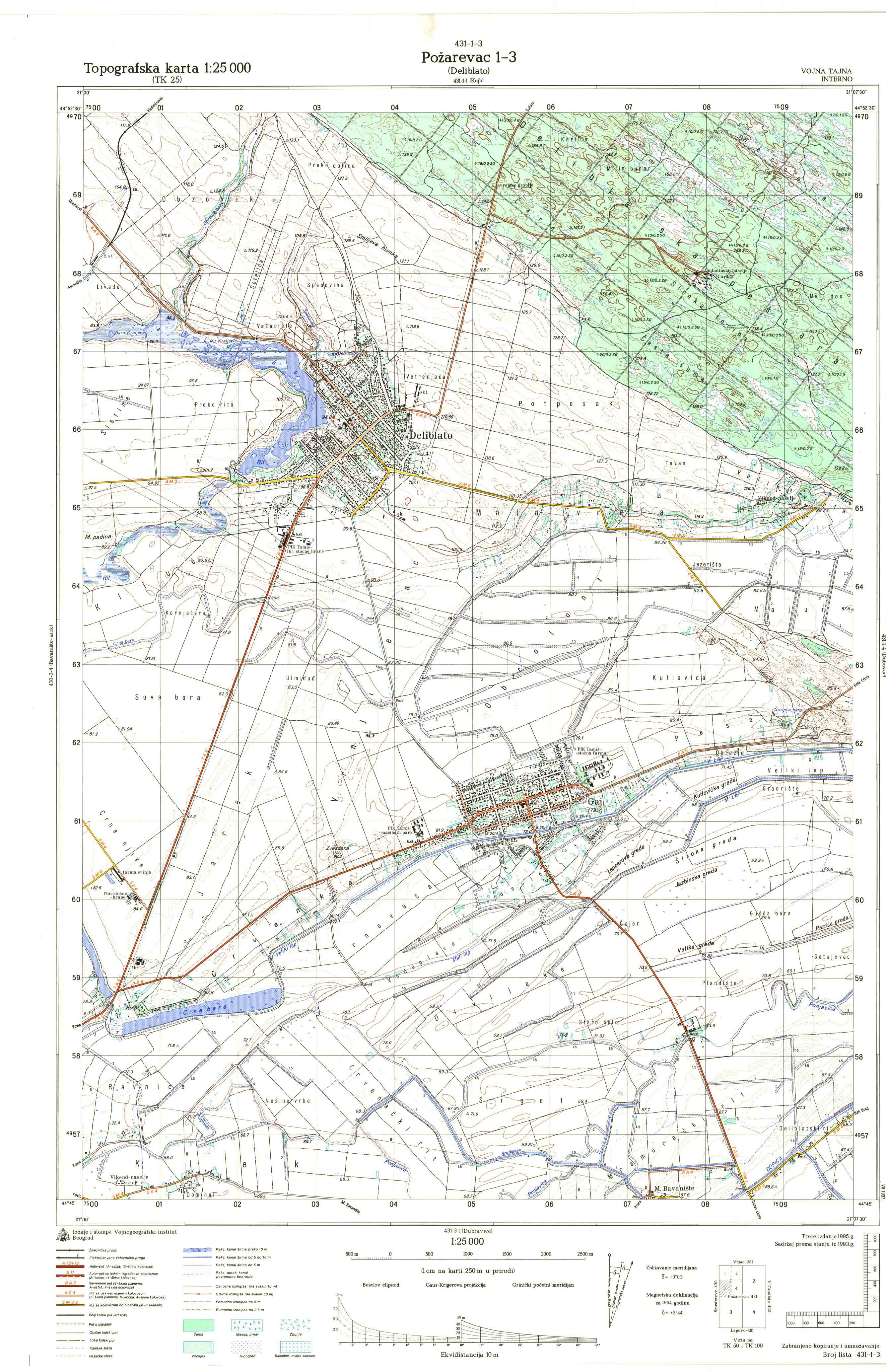  topografska karta srbije 25000 JNA  PoŽarevac