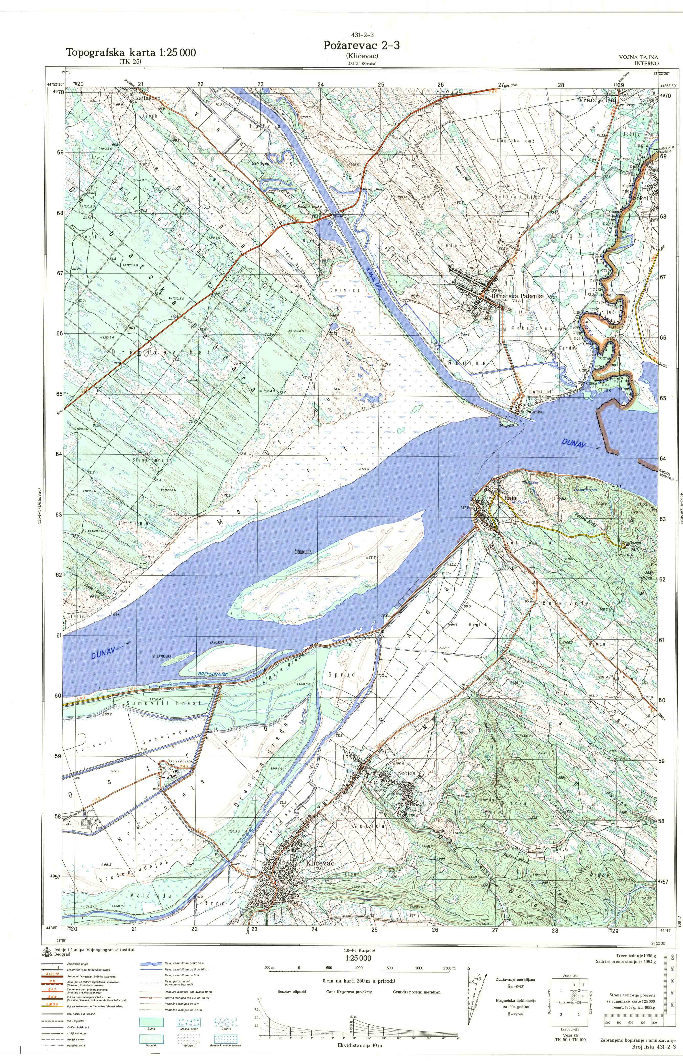  topografska karta srbije 25000 JNA  PoŽarevac