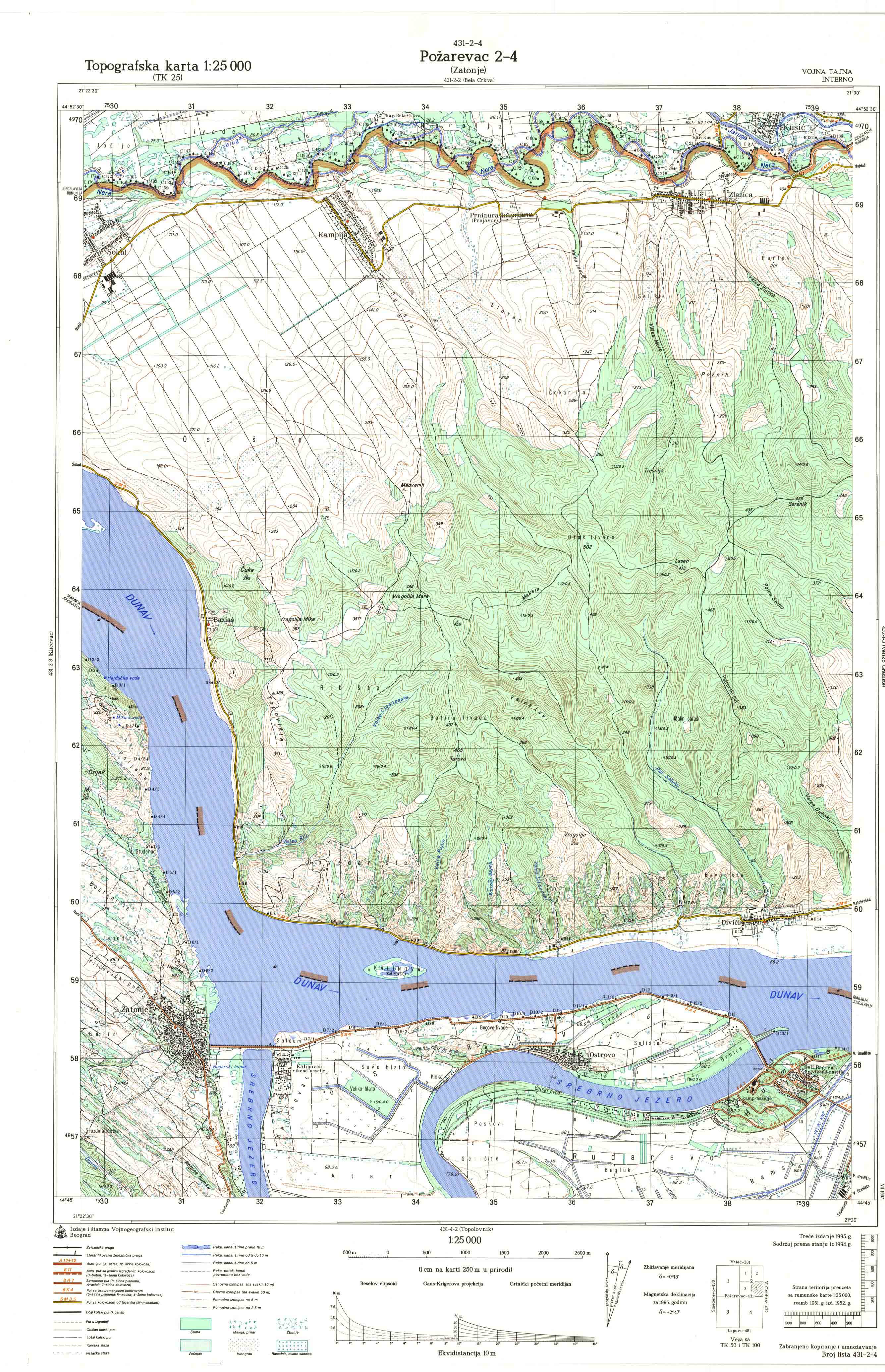  topografska karta srbije 25000 JNA  PoŽarevac