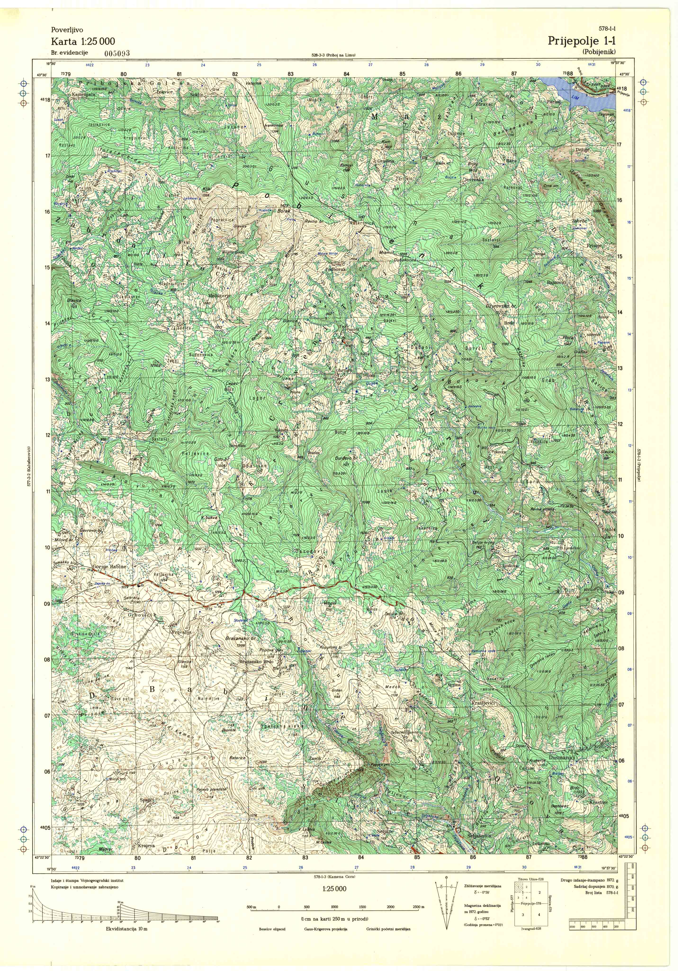  topografska karta srbije 25000 JNA  Prijepolje