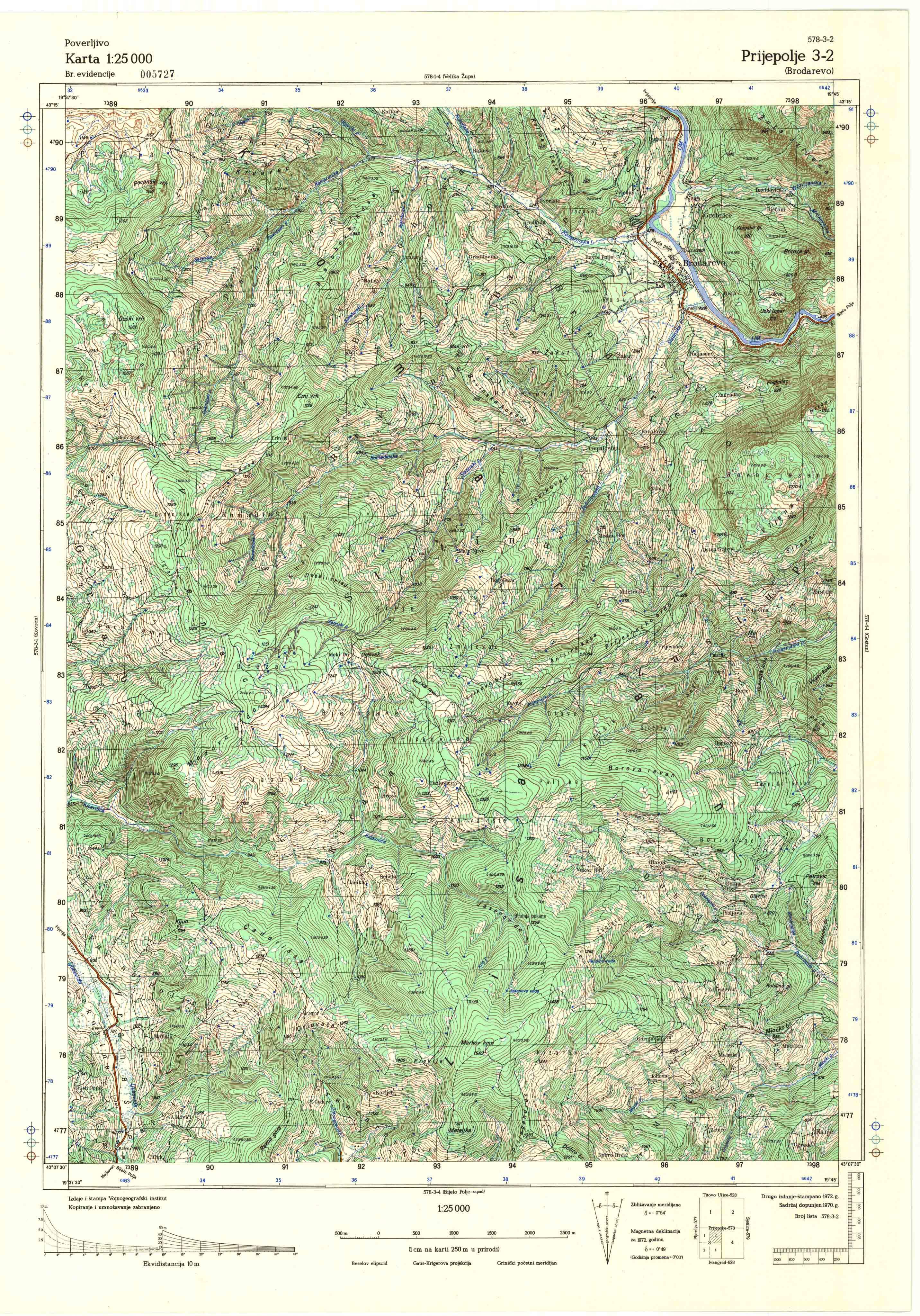  topografska karta srbije 25000 JNA  Prijepolje