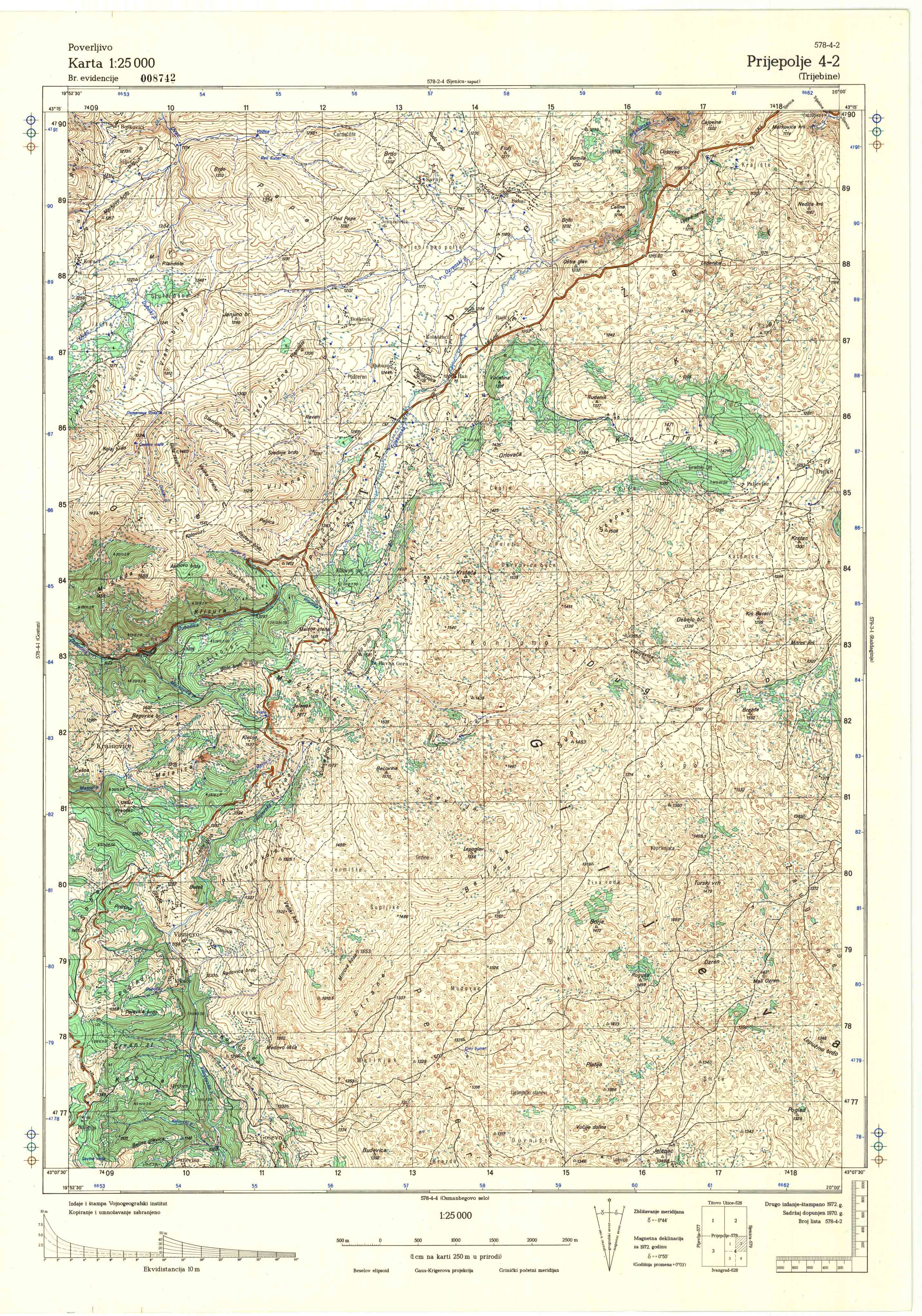  topografska karta srbije 25000 JNA  Prijepolje