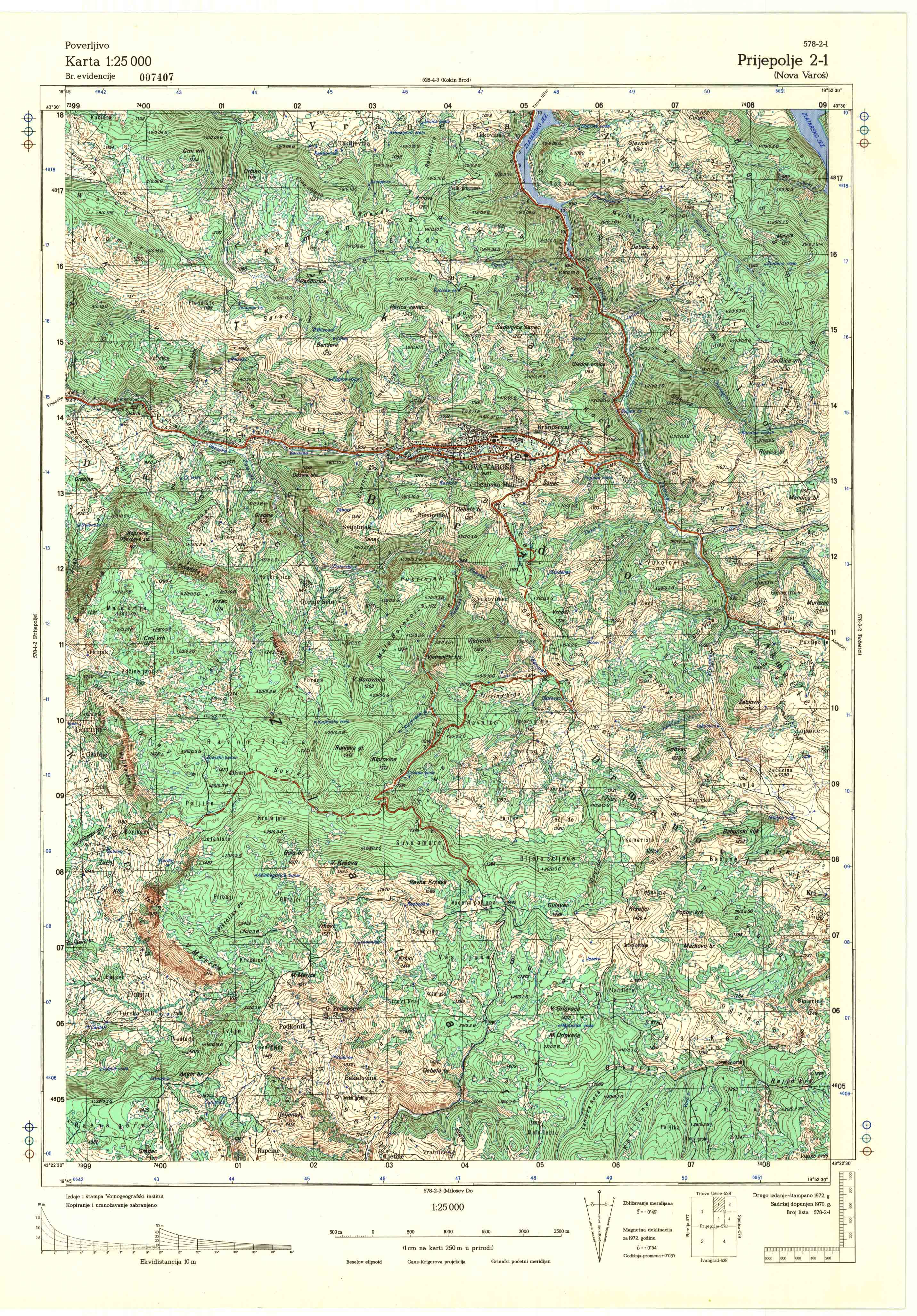  topografska karta srbije 25000 JNA  Prijepolje
