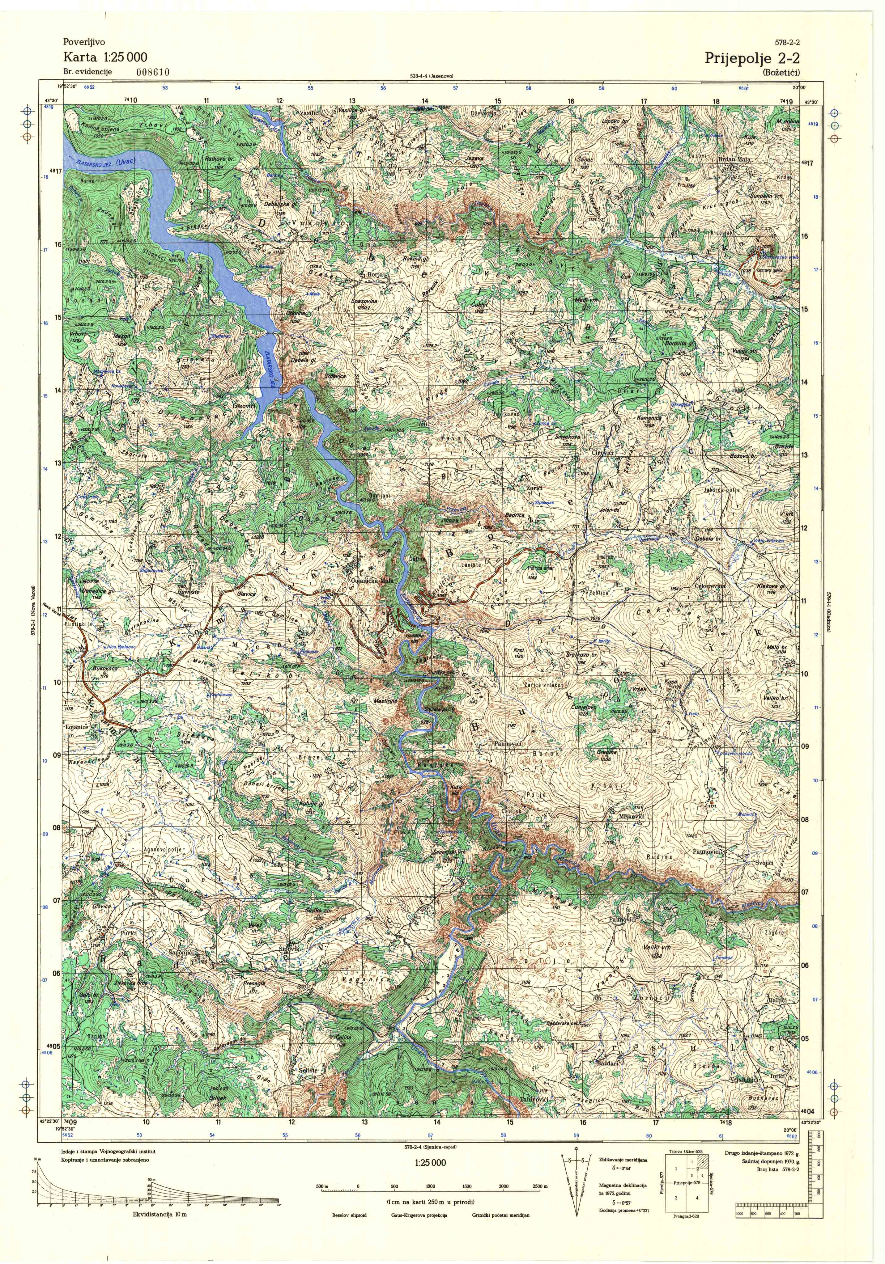  topografska karta srbije 25000 JNA  Prijepolje