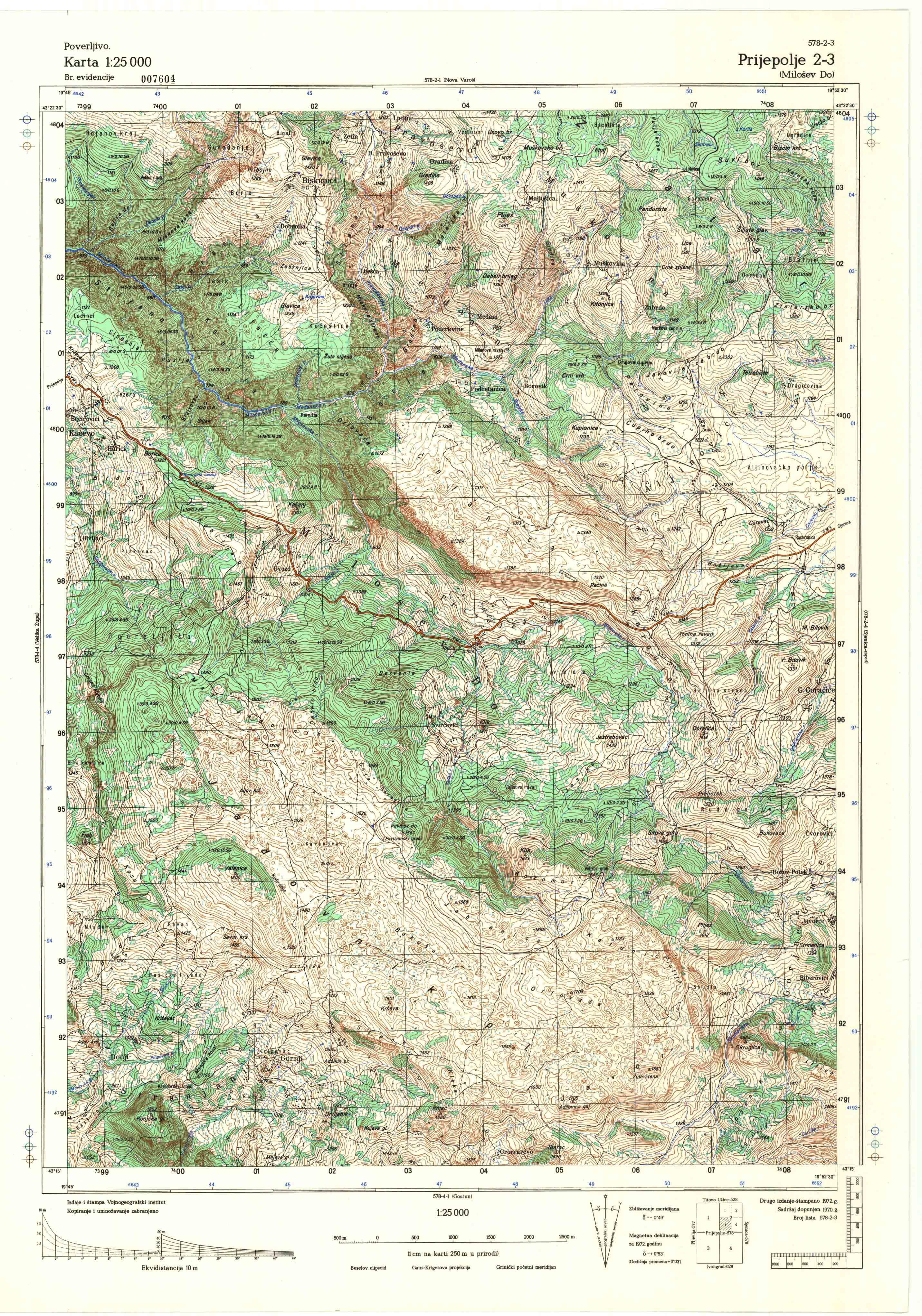  topografska karta srbije 25000 JNA  Prijepolje