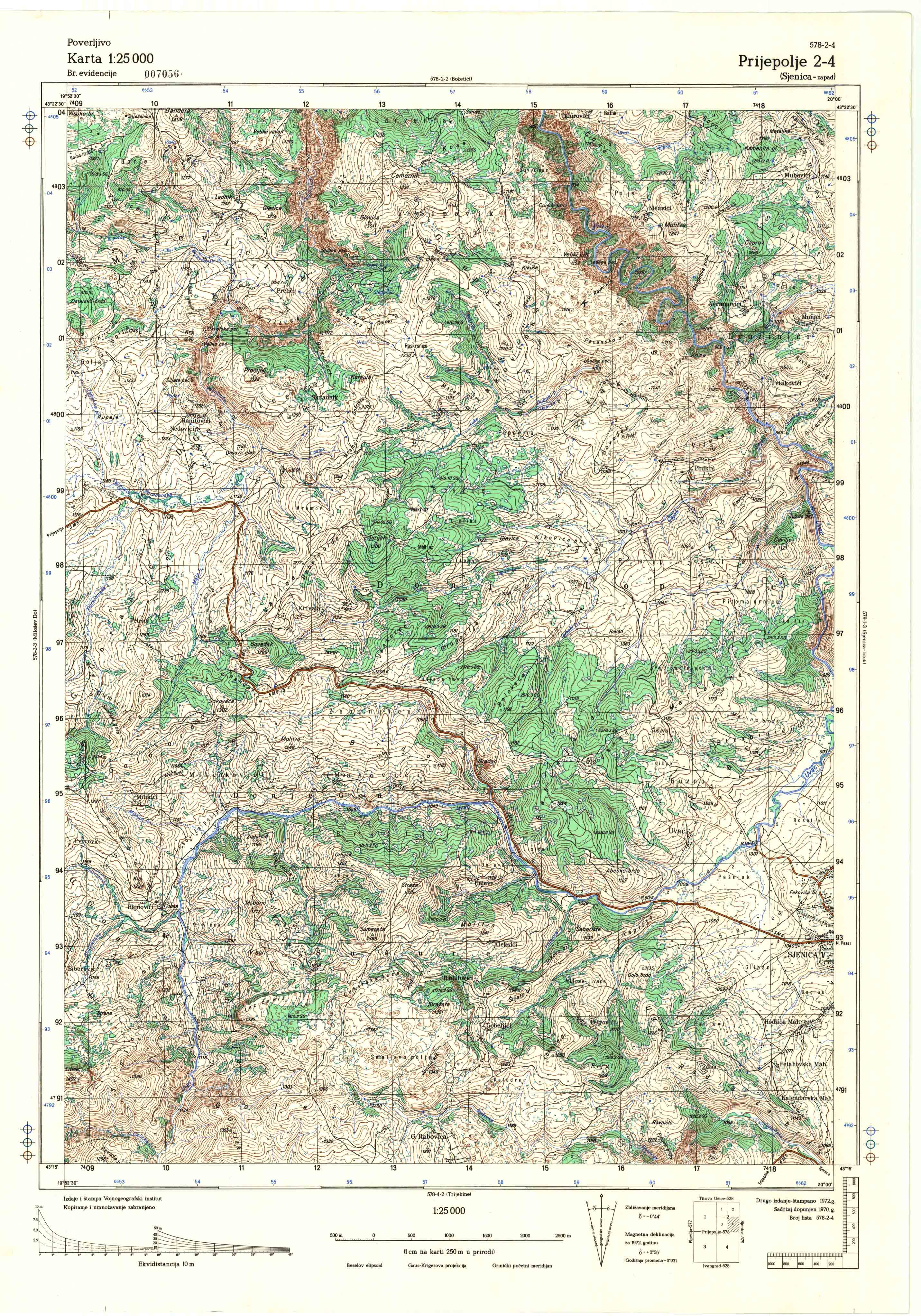  topografska karta srbije 25000 JNA  Prijepolje