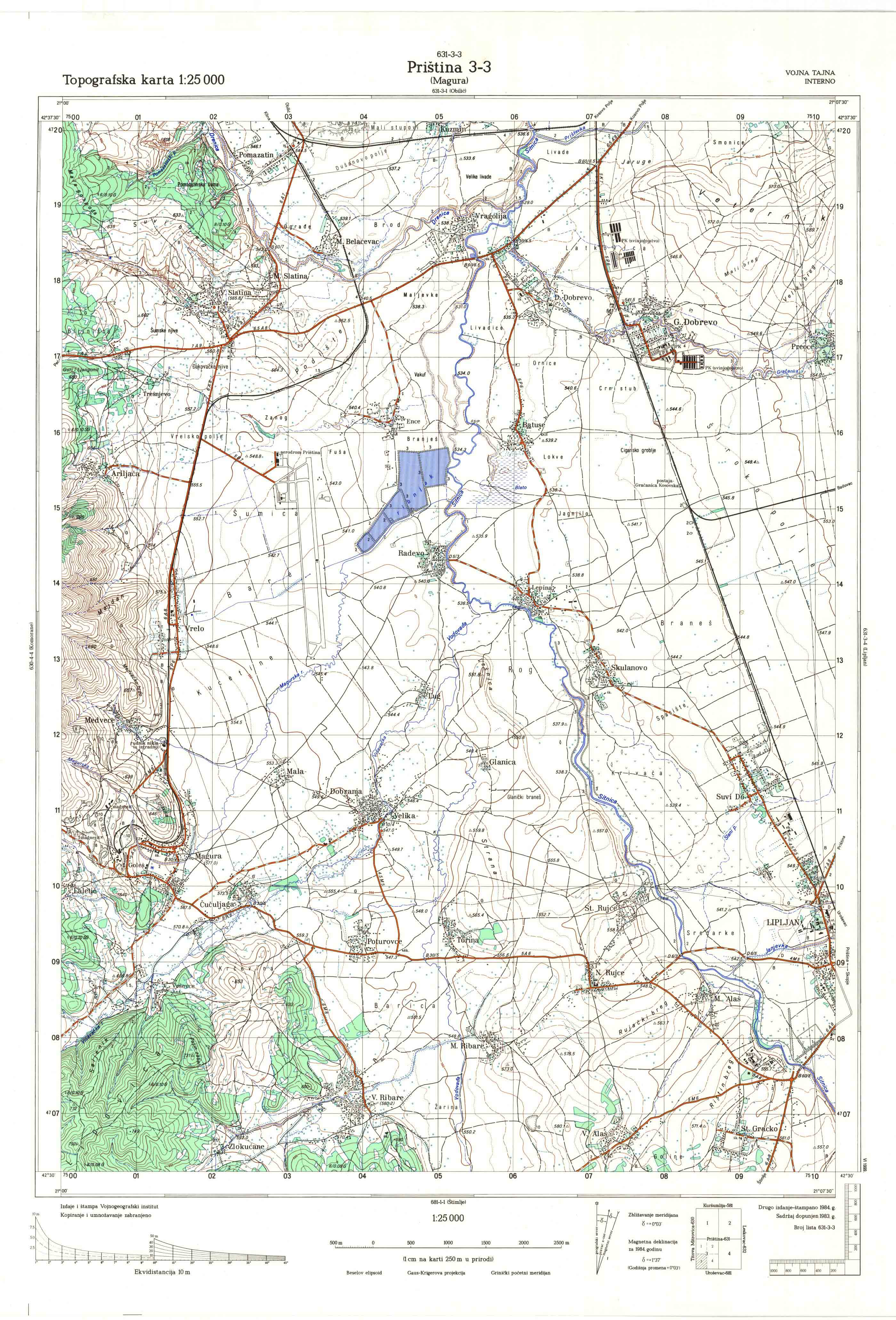  topografske karte kosove 25000 JNA  Prishtine