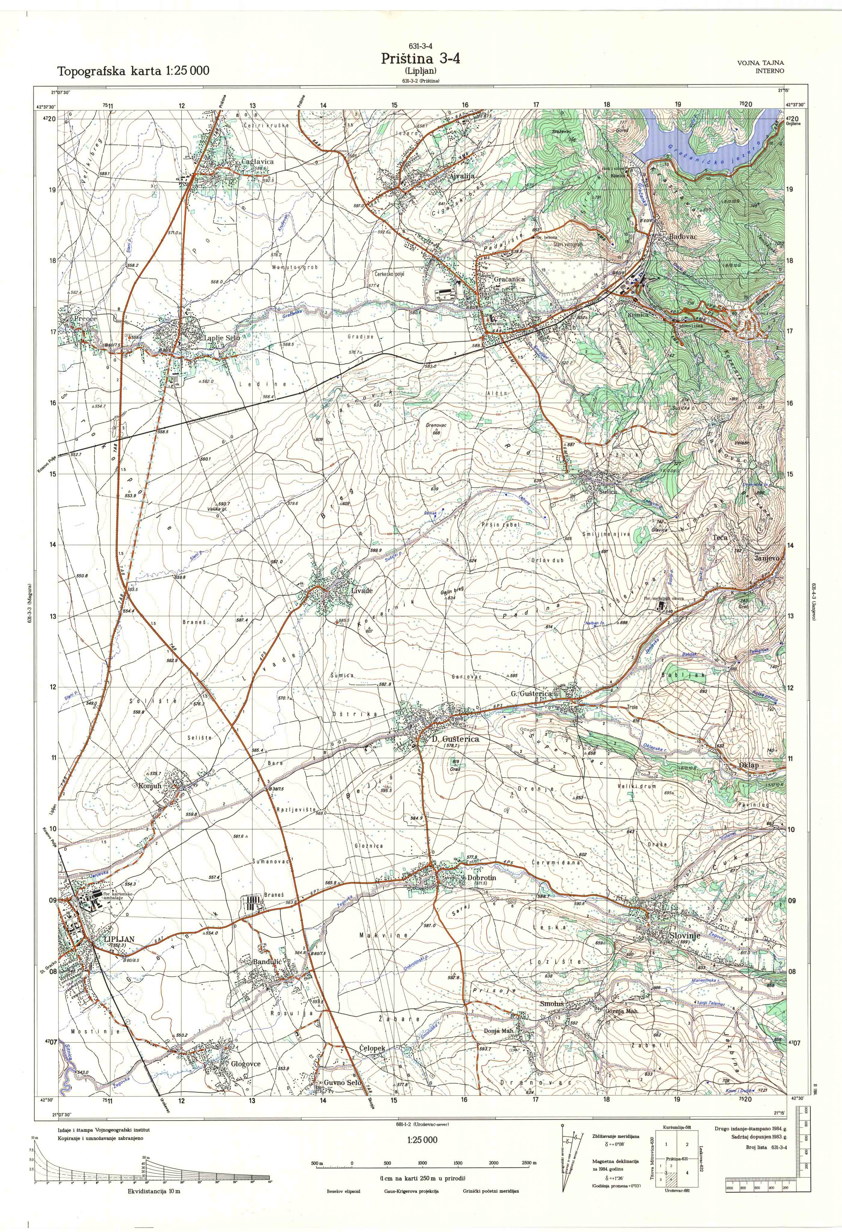  topografske karte kosove 25000 JNA  Prishtine