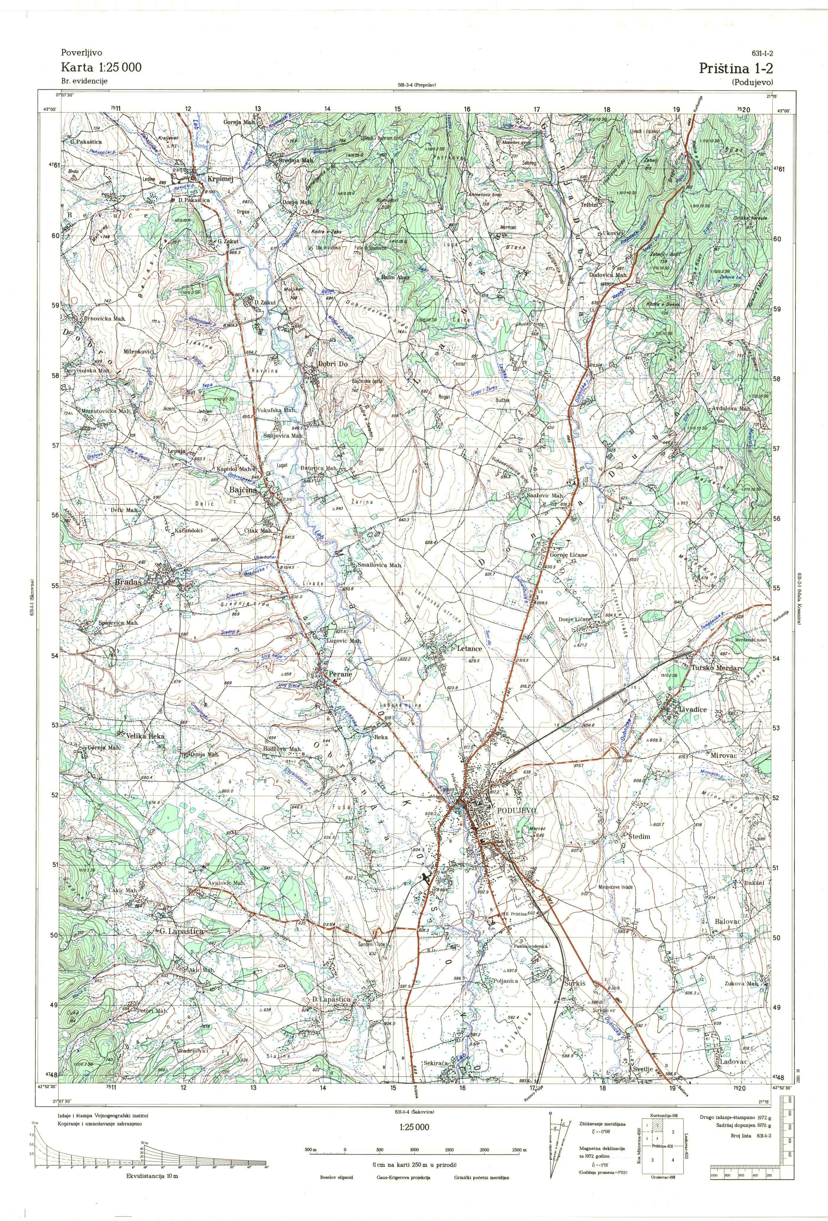  topografske karte kosove 25000 JNA  Prishtine
