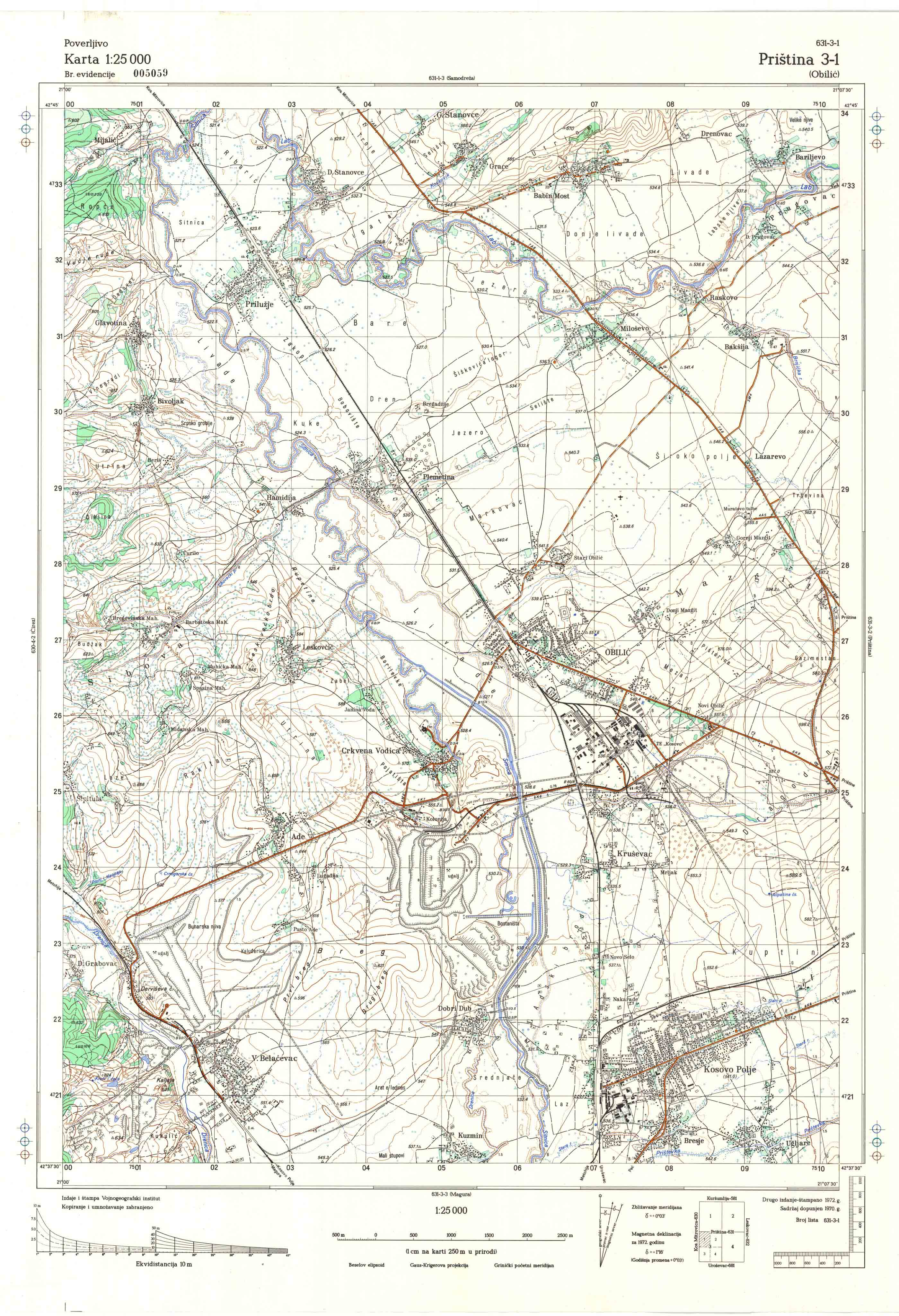  topografske karte kosove 25000 JNA  Prishtine