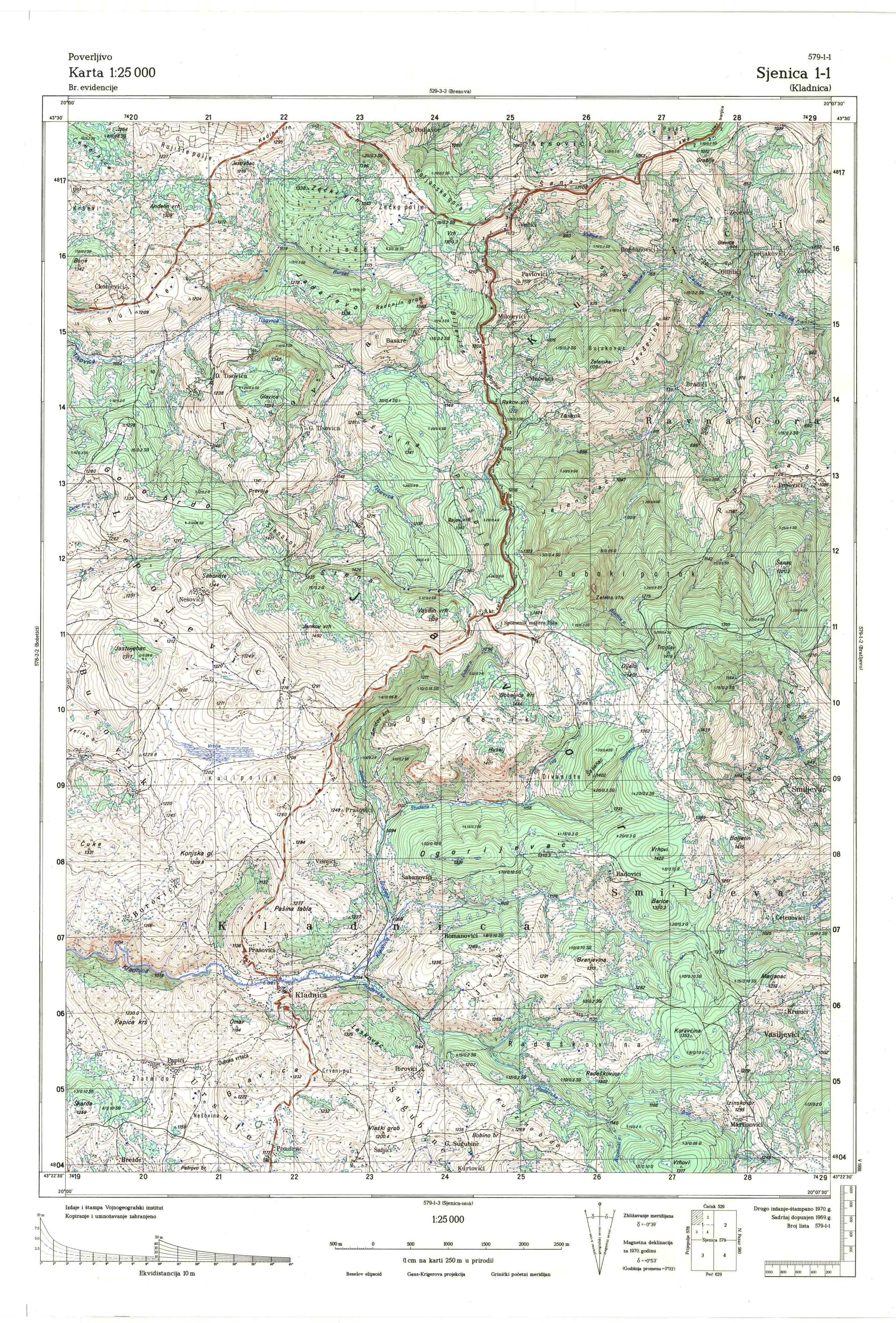  topografska karta srbije 25000 JNA  Sijenica