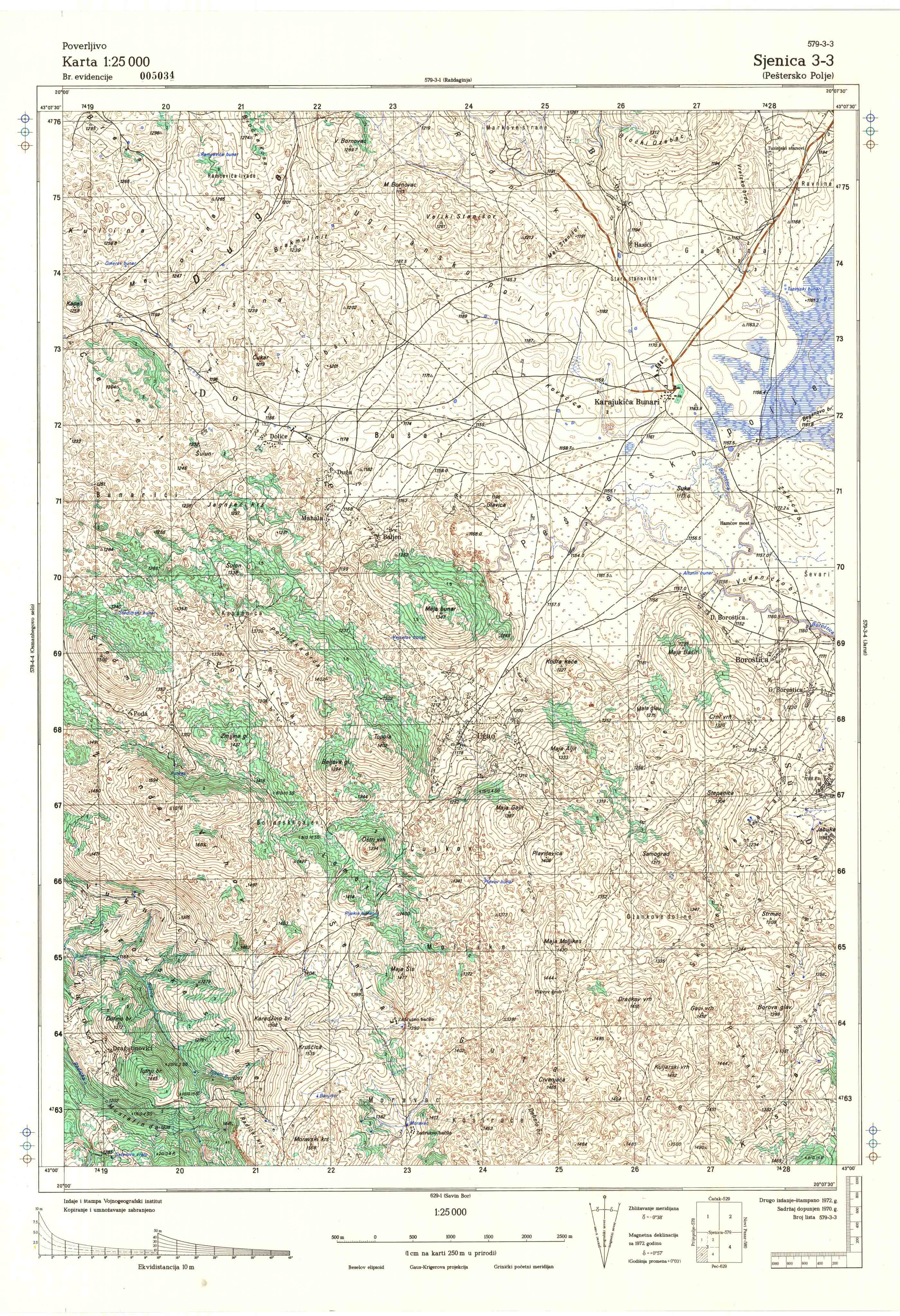  topografska karta srbije 25000 JNA  Sijenica