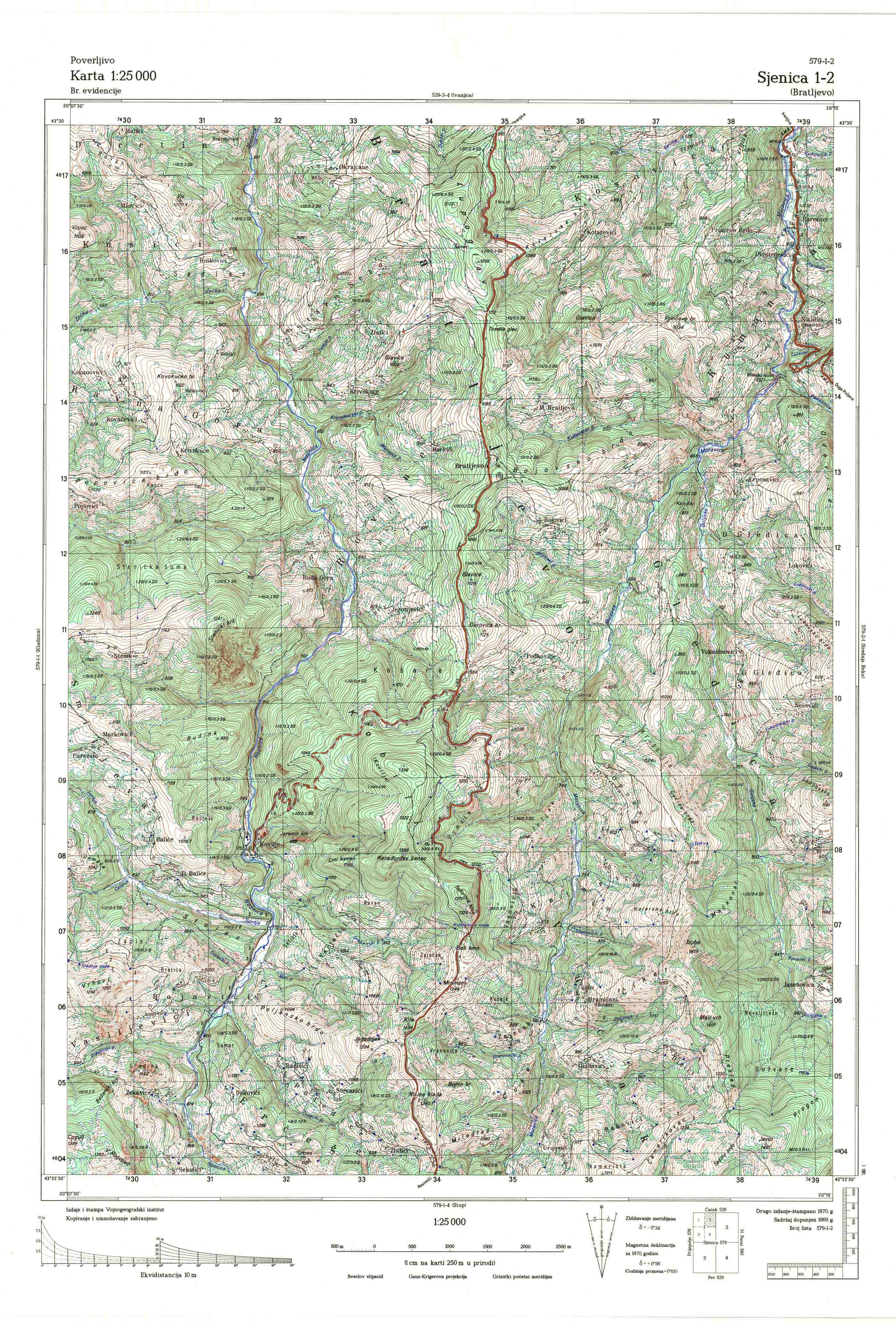  topografska karta srbije 25000 JNA  Sijenica