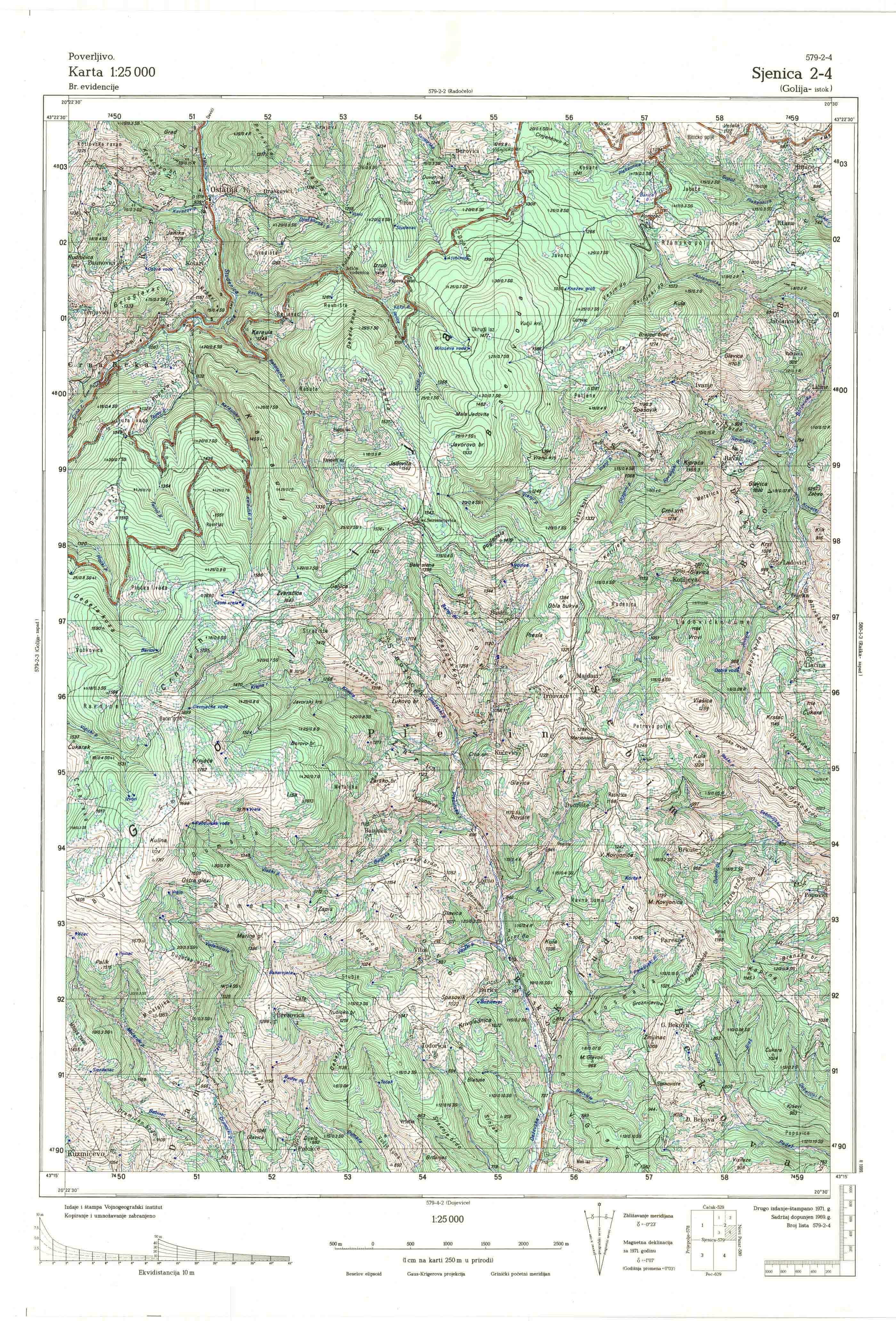  topografska karta srbije 25000 JNA  Sijenica