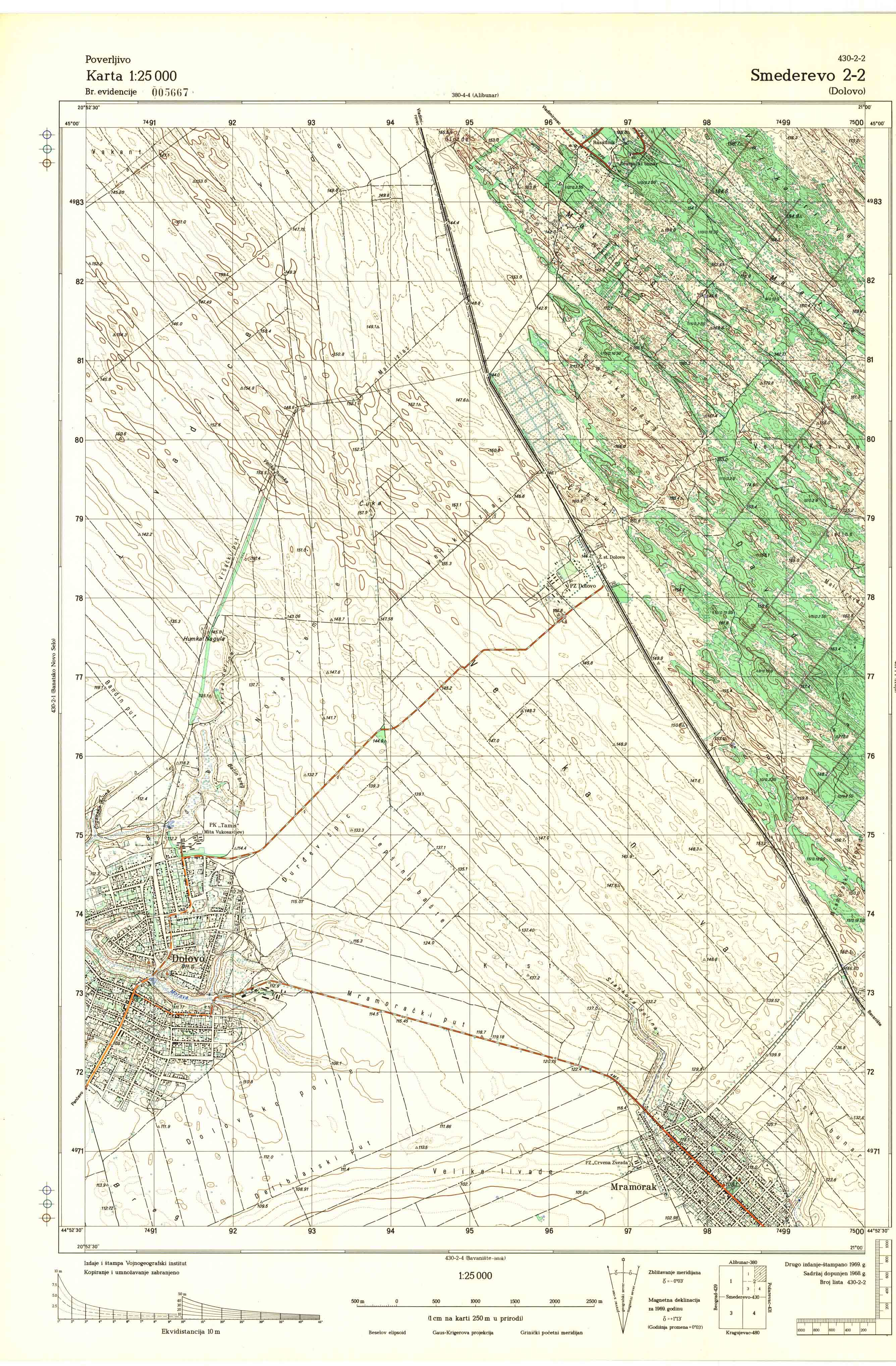  topografska karta srbije 25000 JNA  Smederevo