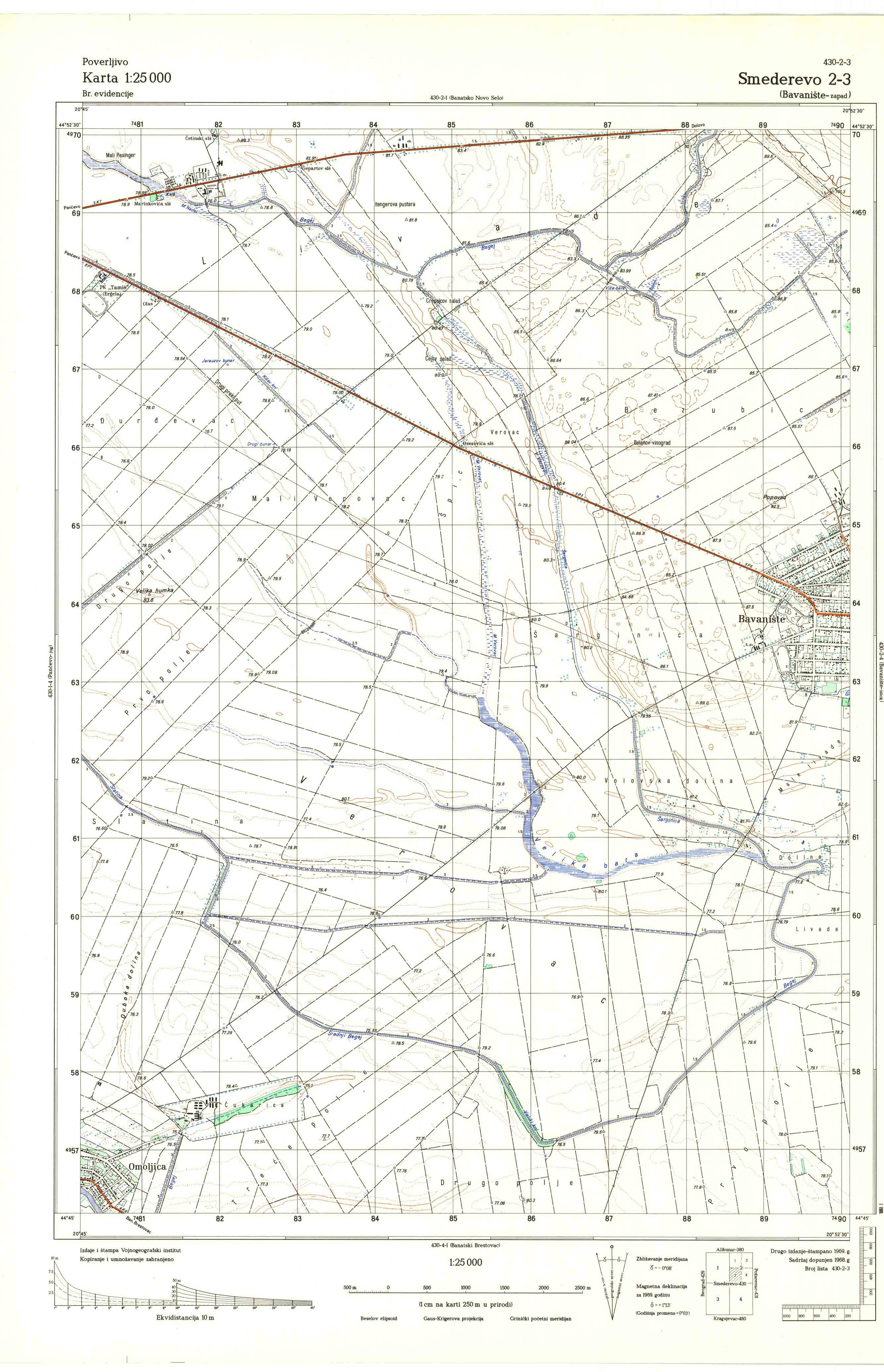  topografska karta srbije 25000 JNA  Smederevo