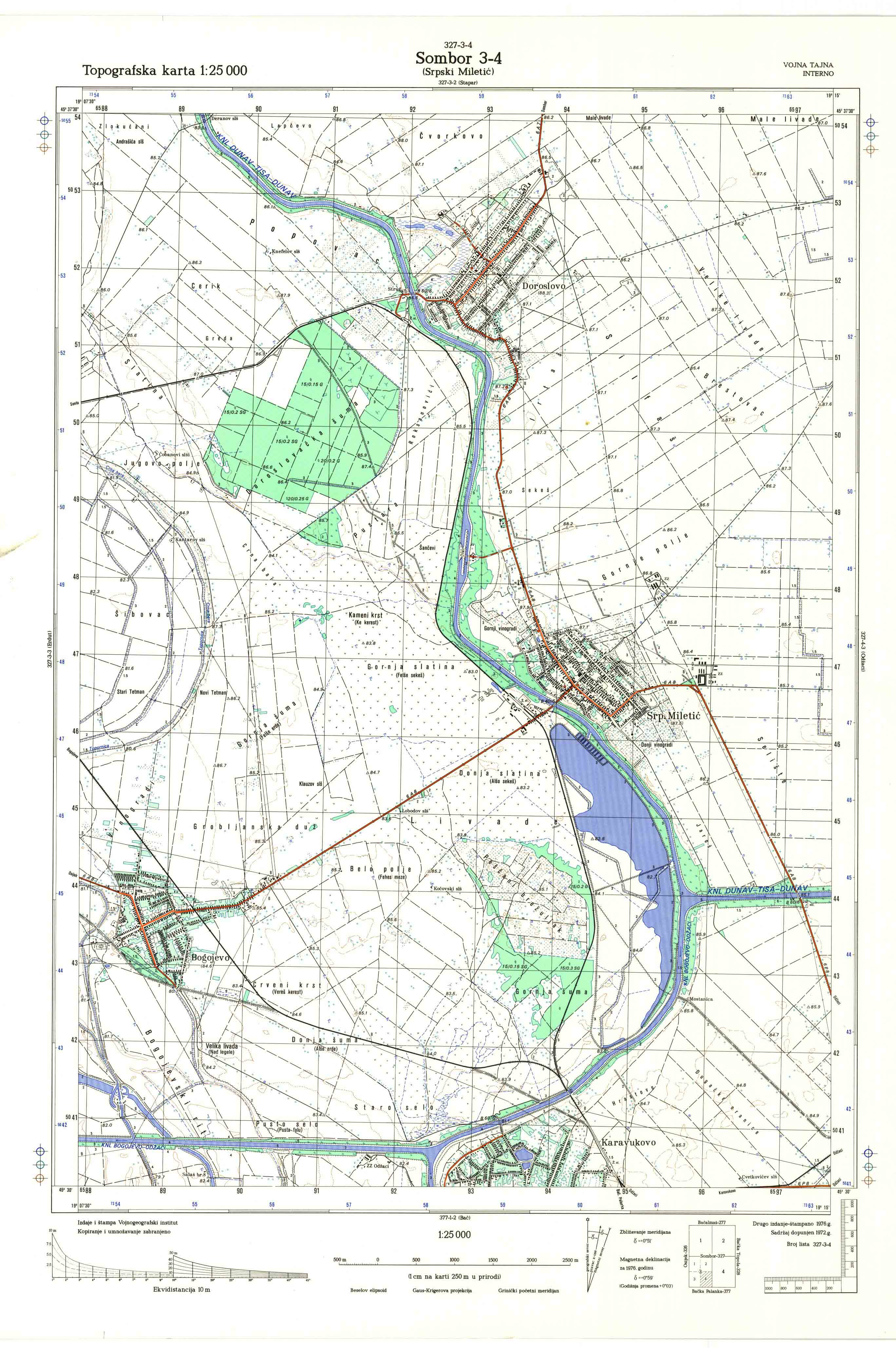  topografska karta srbije 25000 JNA Karavukovo 