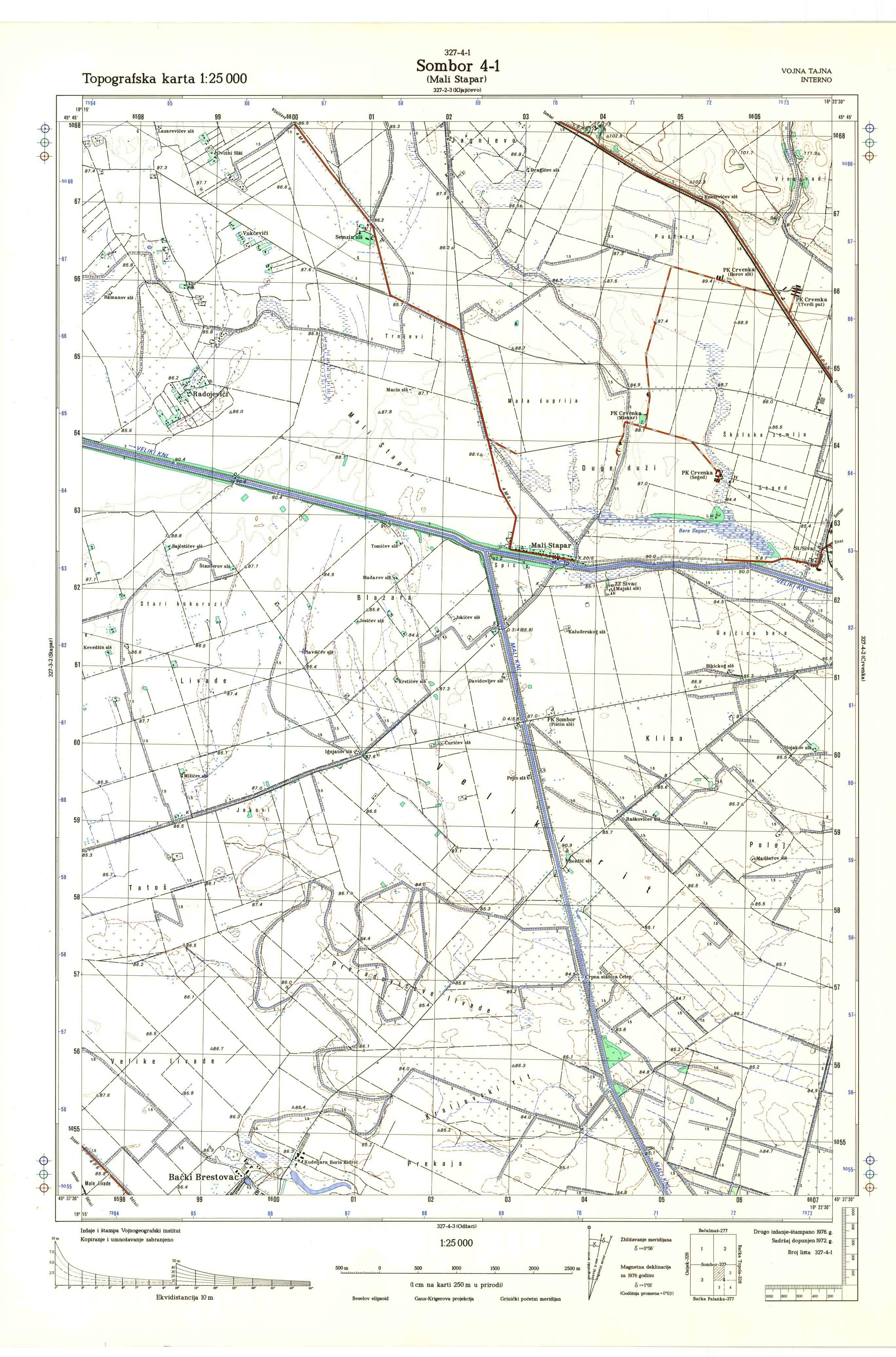  topografska karta srbije 25000 JNA Mali Stapar 