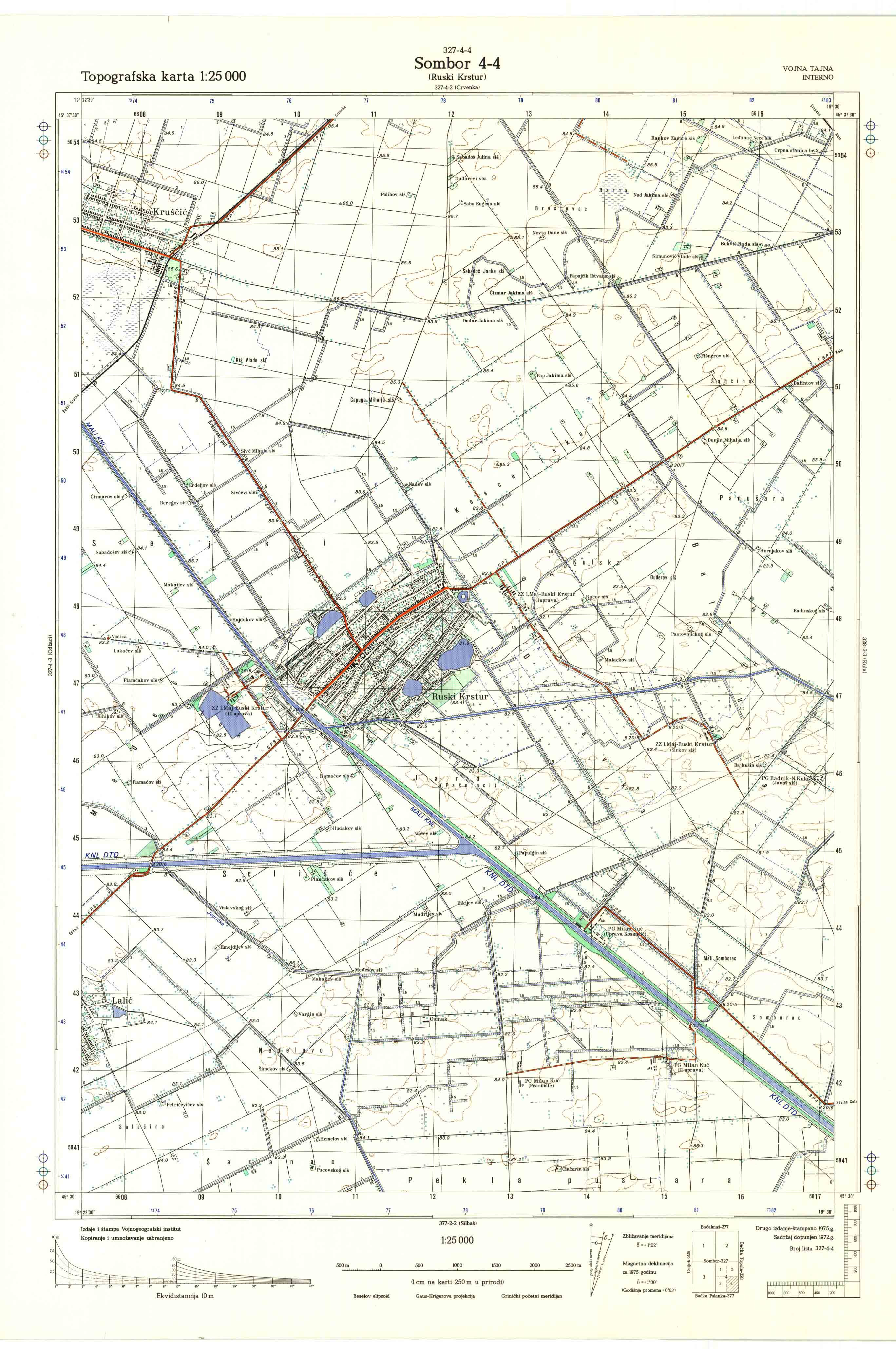  topografska karta srbije 25000 JNA  Ruski Krstur