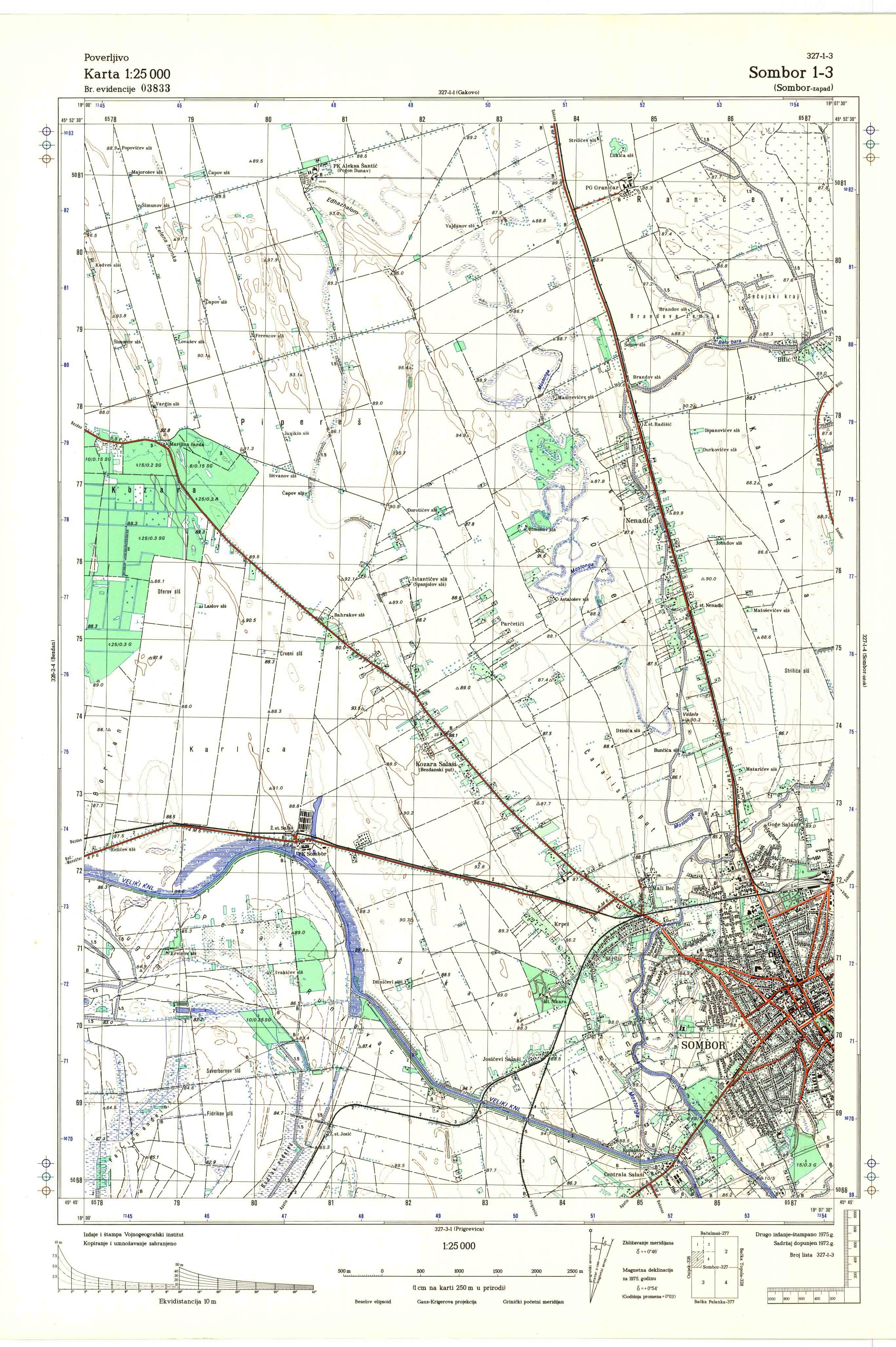  topografska karta srbije 25000 JNA sombor