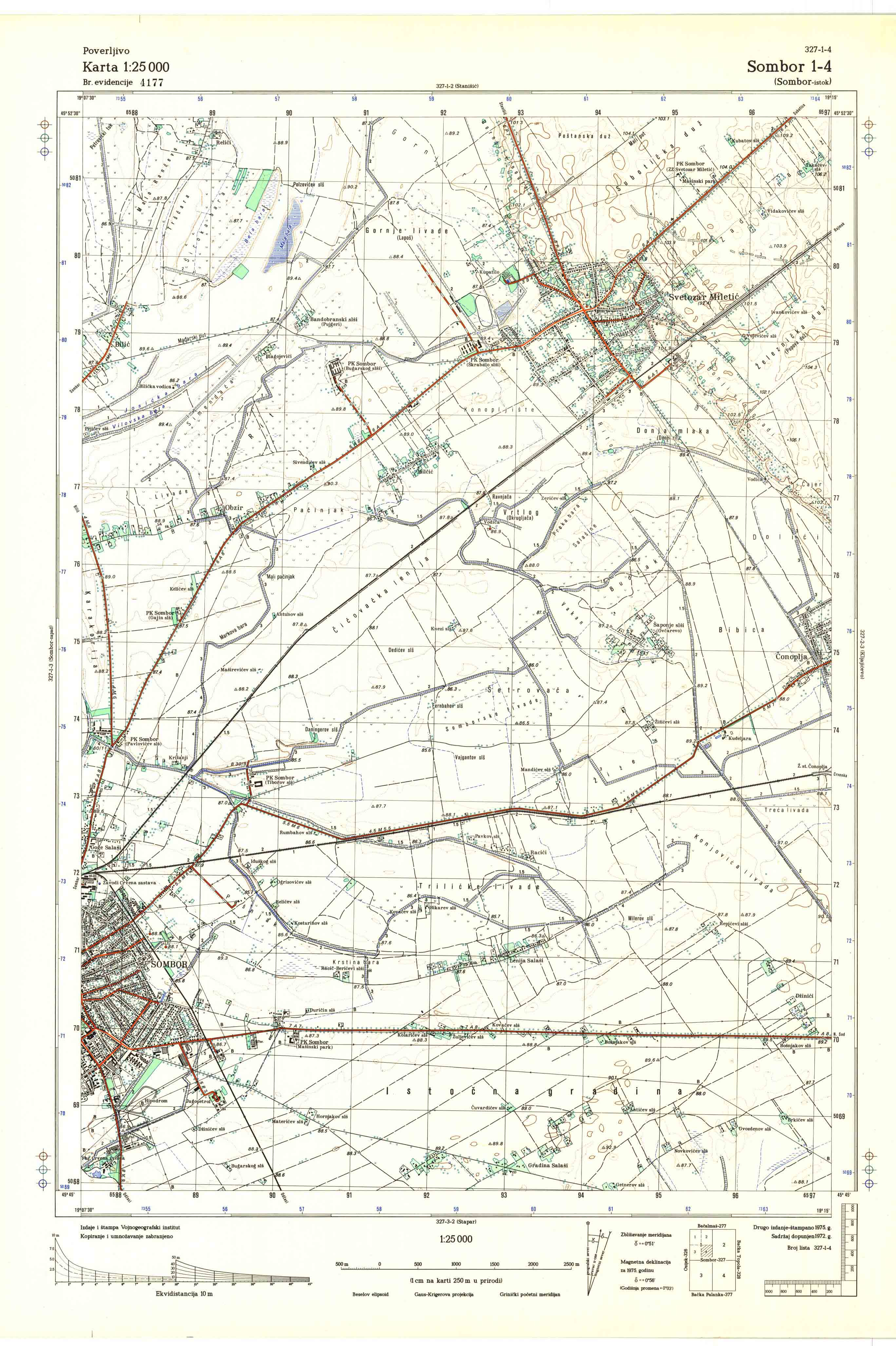  topografska karta srbije 25000 JNA sombor