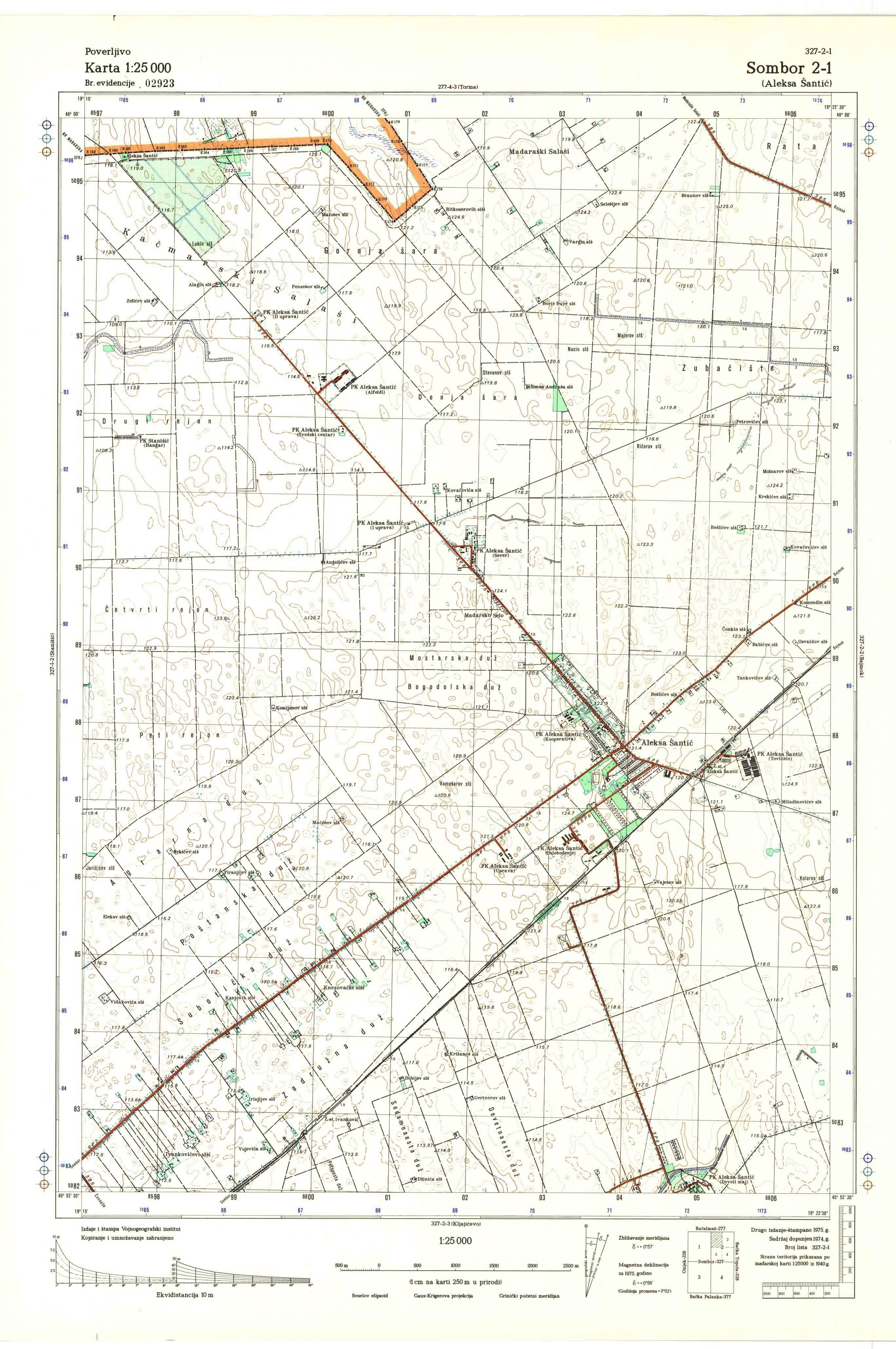  topografska karta srbije 25000 JNA sombor