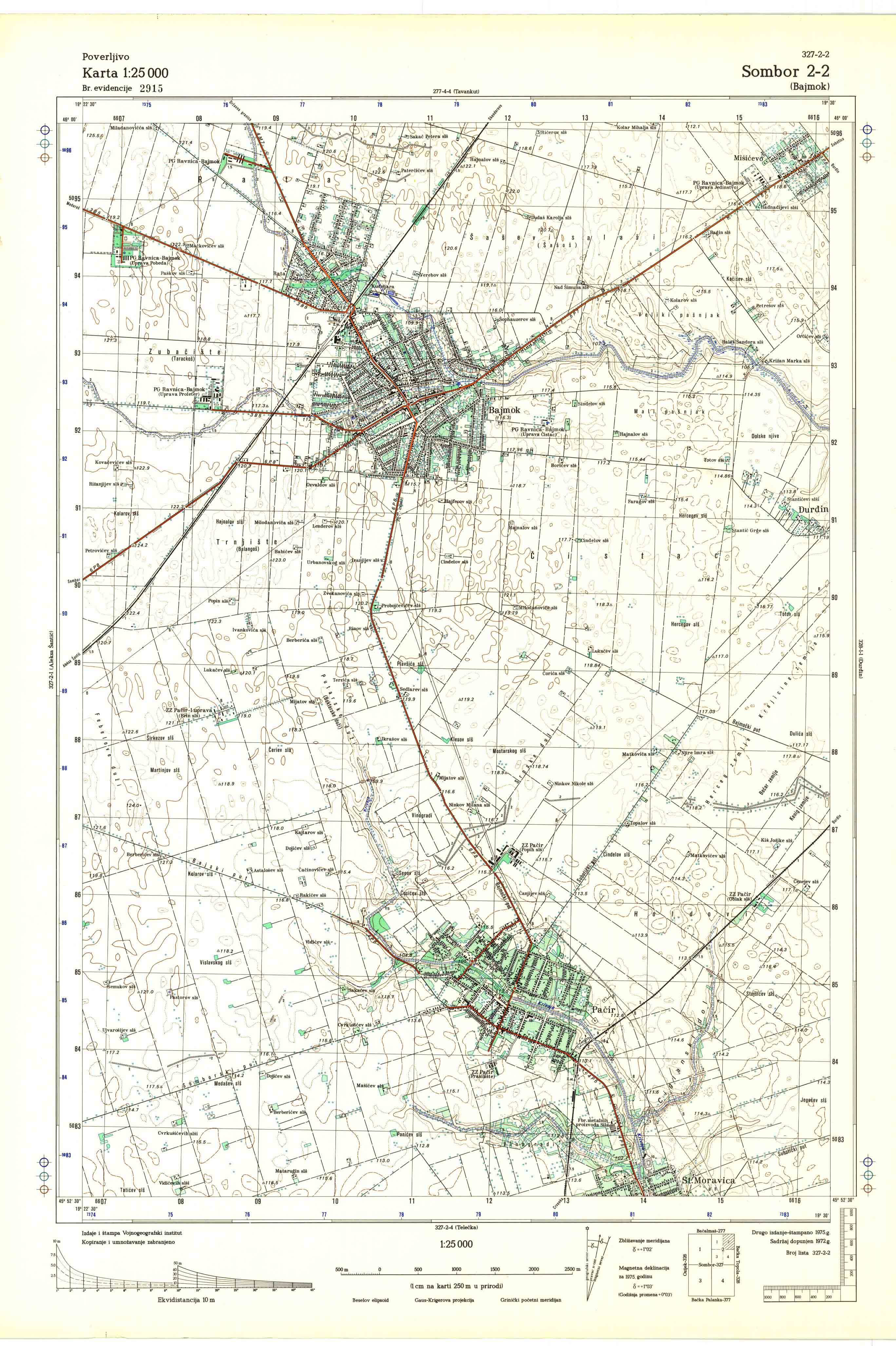  topografska karta srbije 25000 JNA bajmok