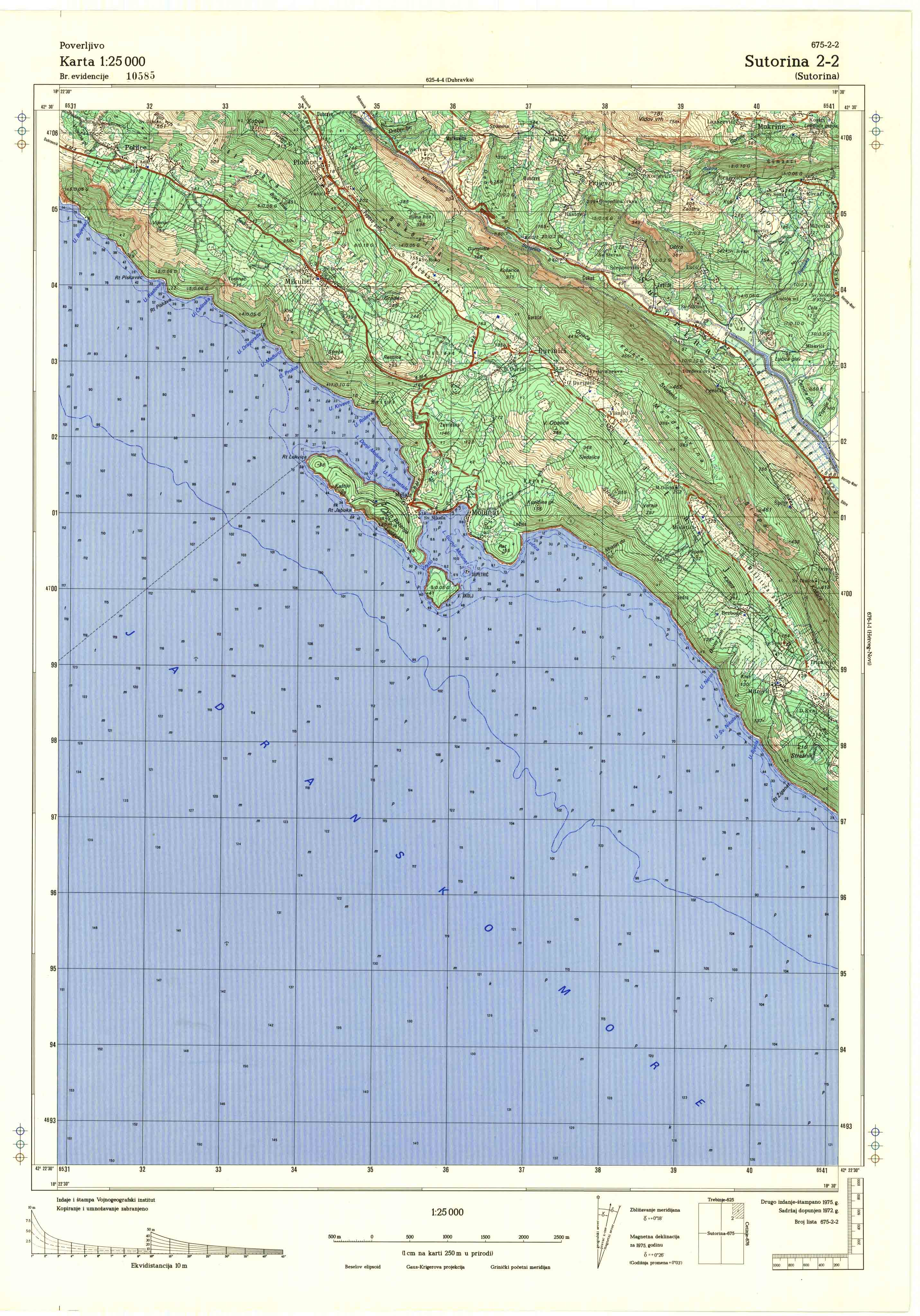  topografska karta crne gore 25000 JNA  sutorina