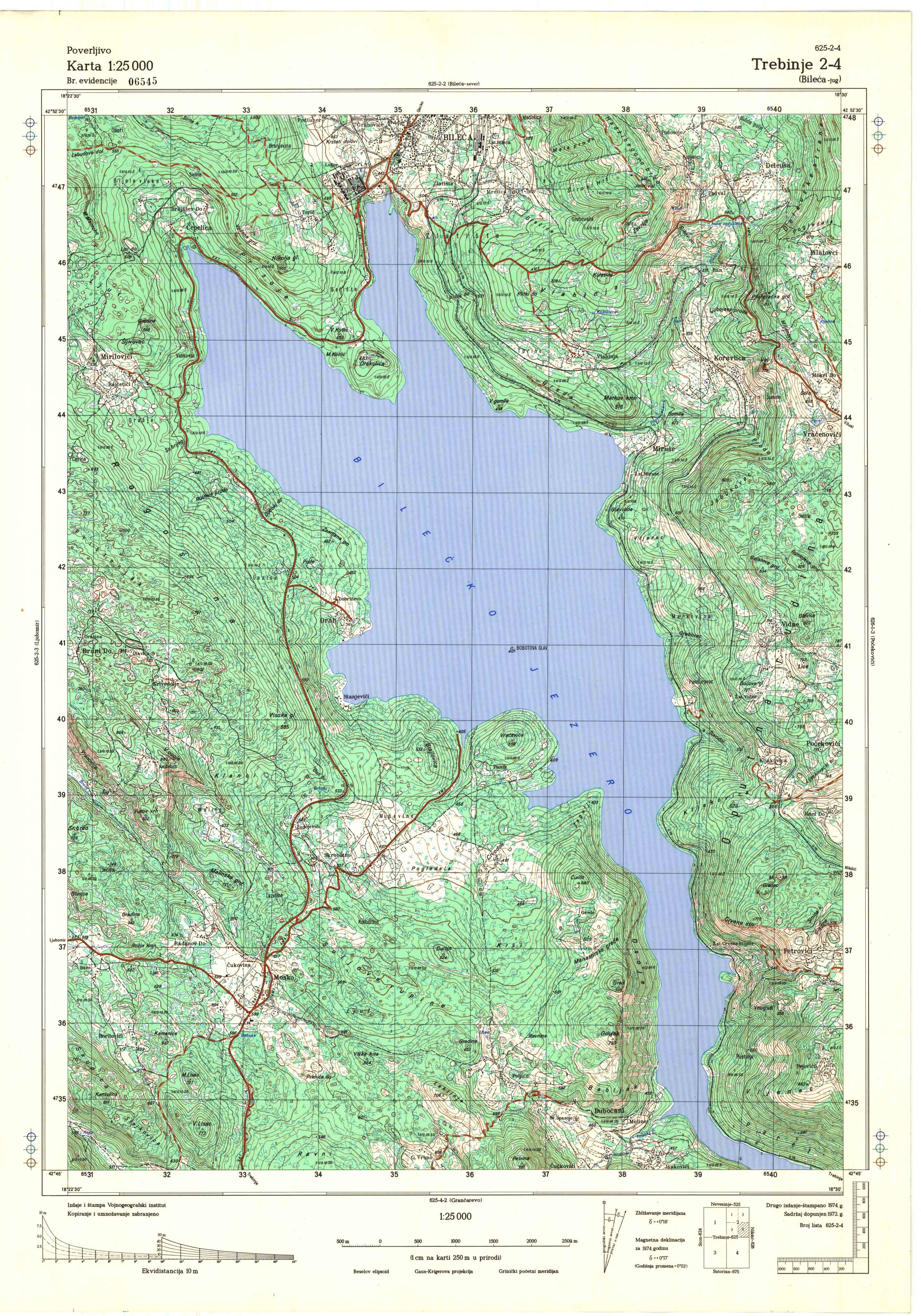  topografska karta srbije 25000 JNA  Trebinje