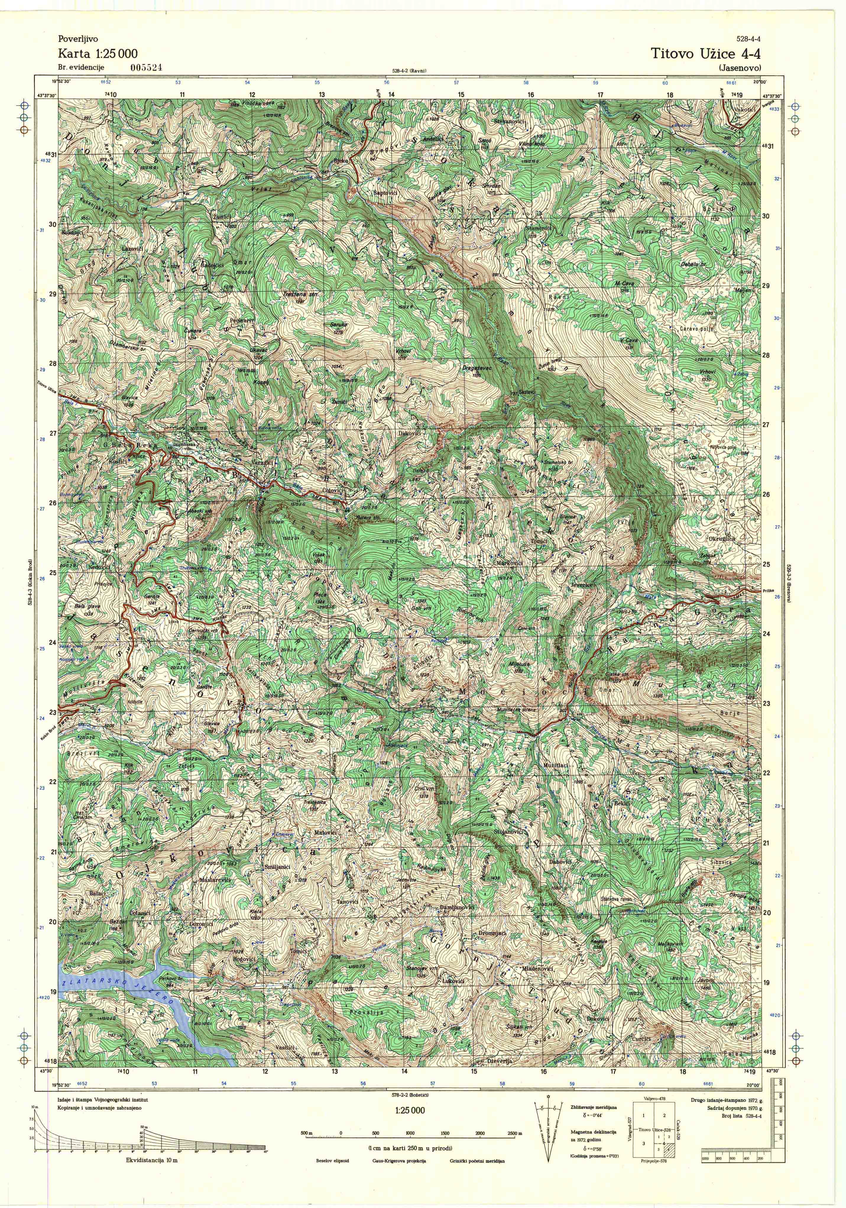  topografska karta srbije 25000 JNA  Užice