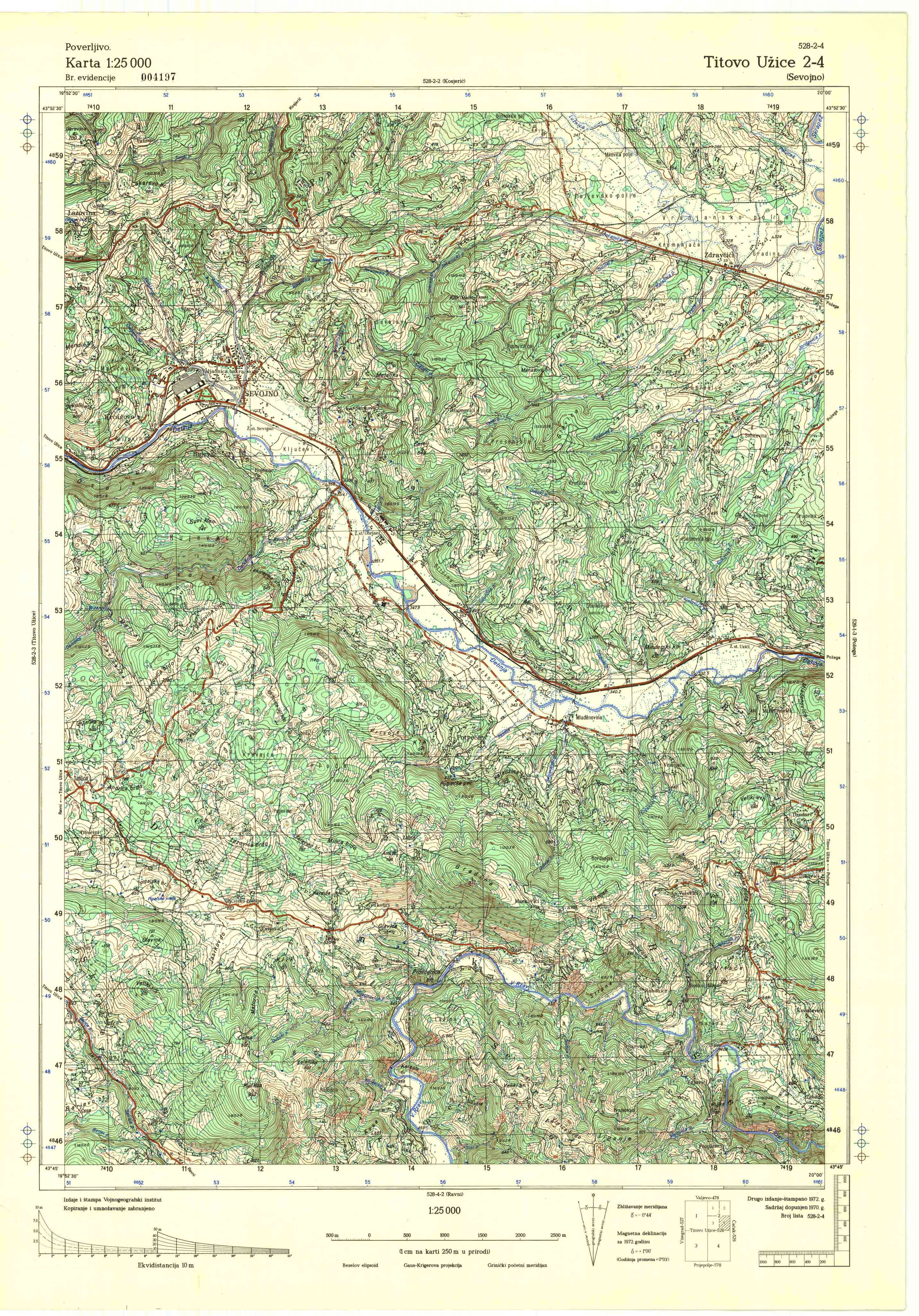  topografska karta srbije 25000 JNA  Užice