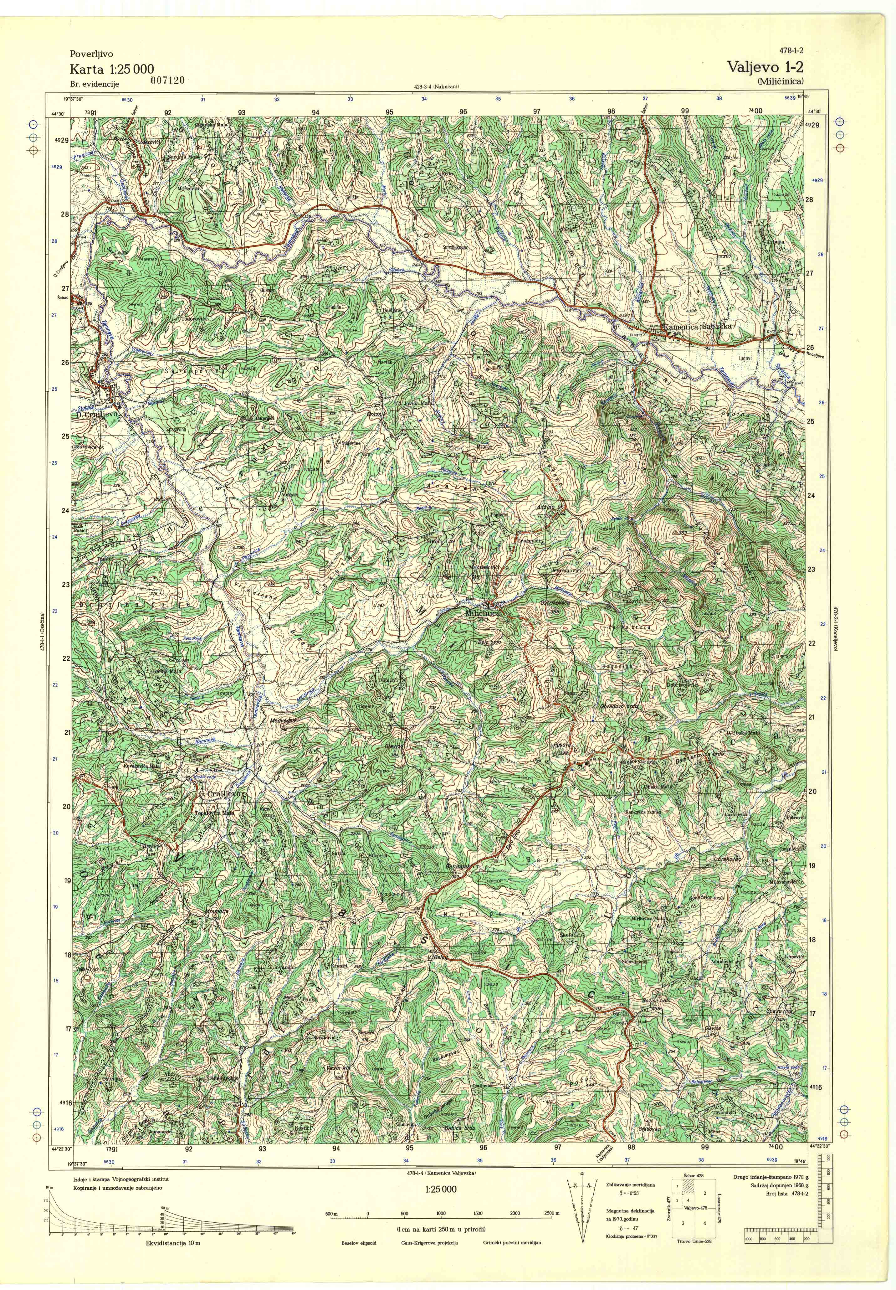  topografska karta srbije 25000 JNA  Valjevo