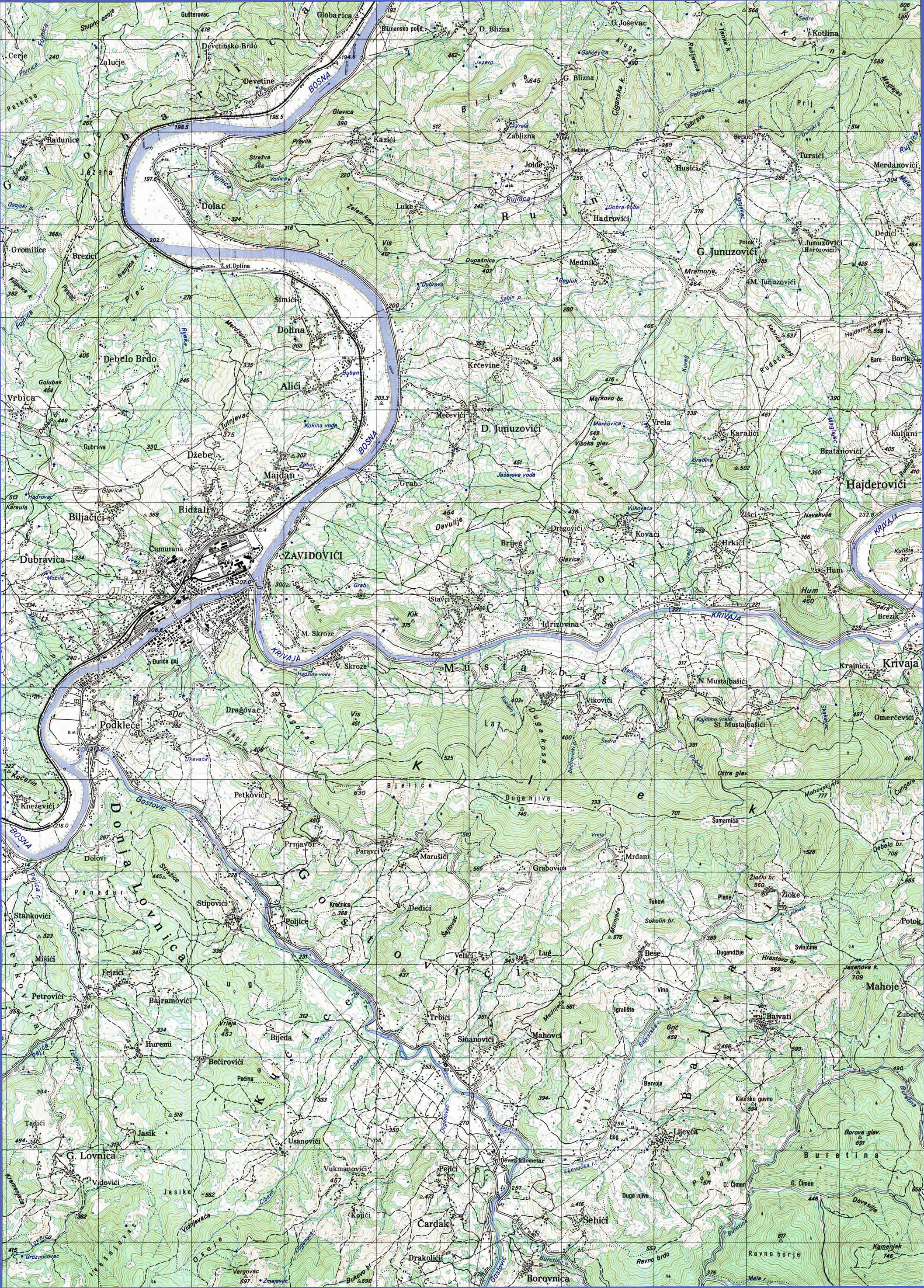  topografska karta BiH 25000 JNA  Zavidovici